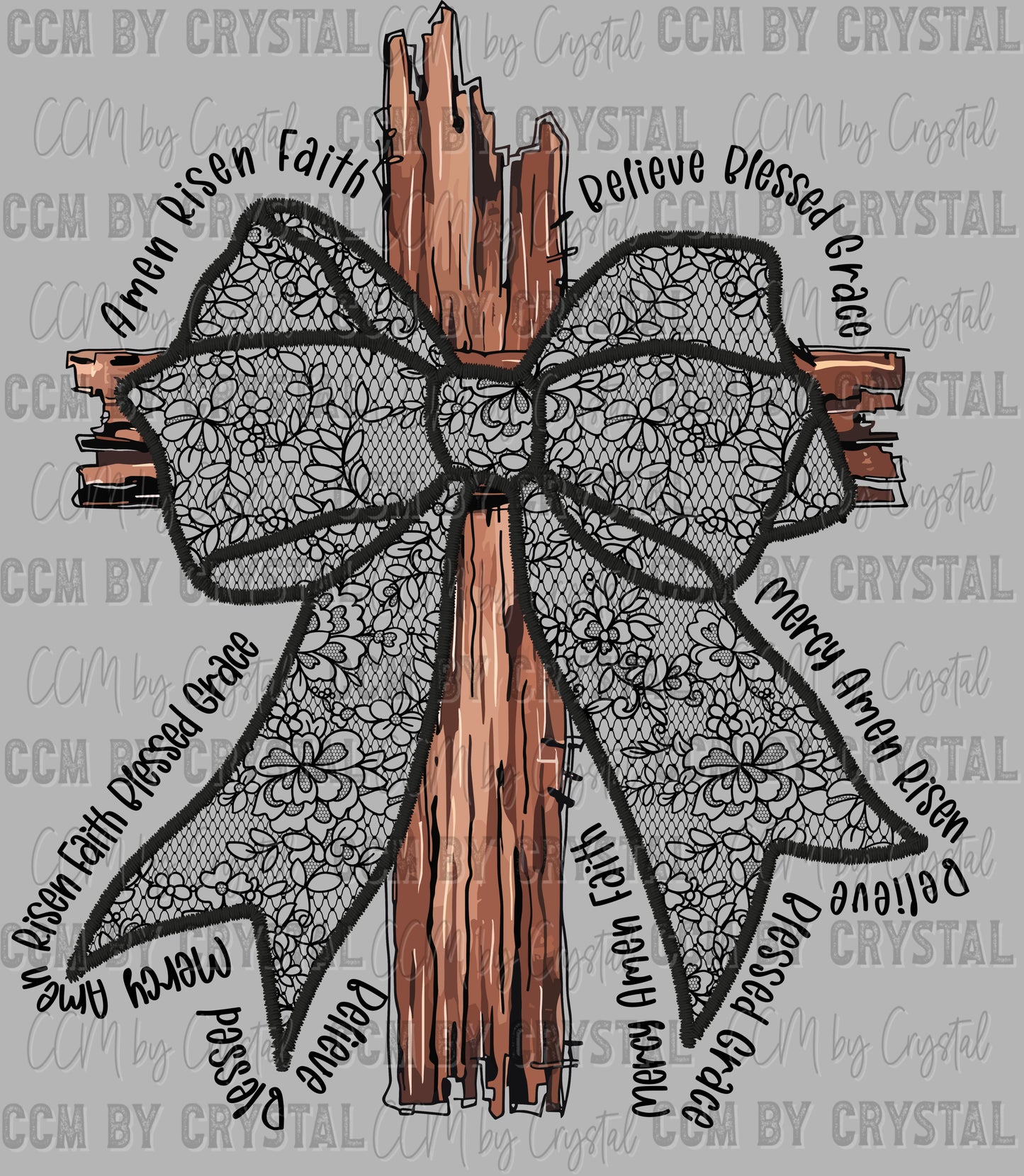 Lace Faith Bow Ready to Press Transfer DTF Transfer Sublimation Transfer