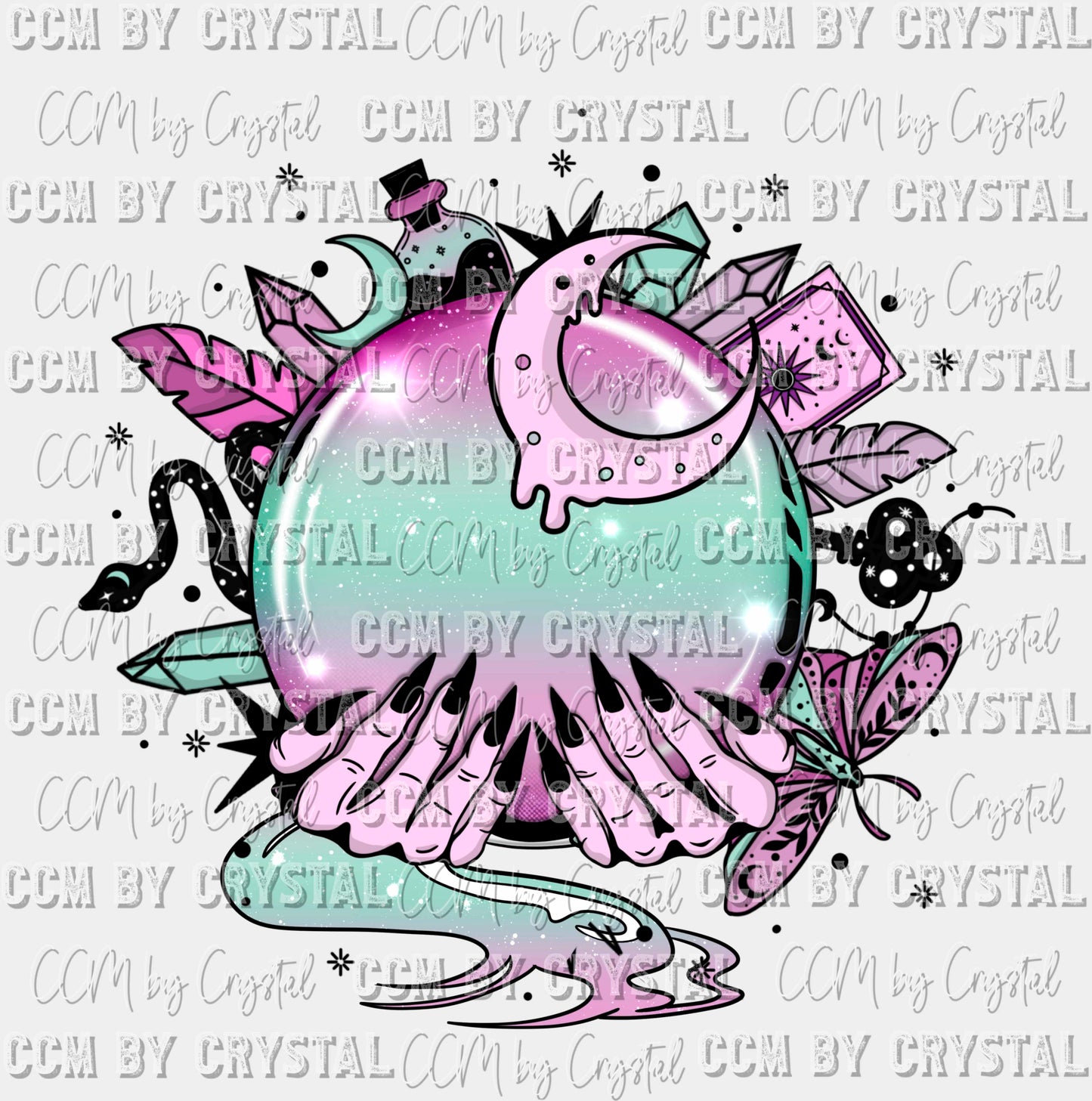 My Crystal Ball Says You are Full of Shit w Pocket & Sleeve 3 transfers Halloween Ready to Press Transfer