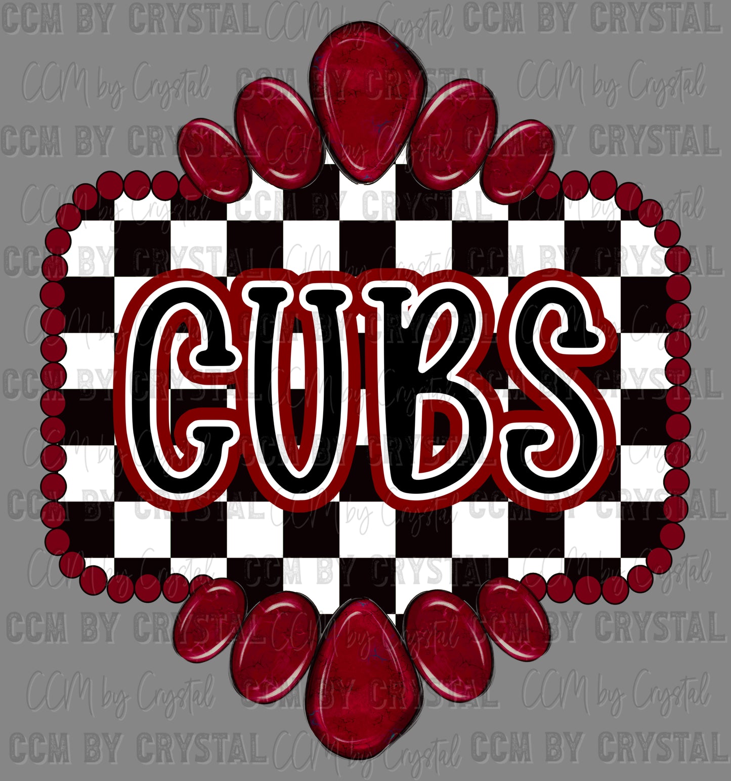 Cubs Maroon Concho Ready to Press Transfer DTF Transfer Sublimation Transfer
