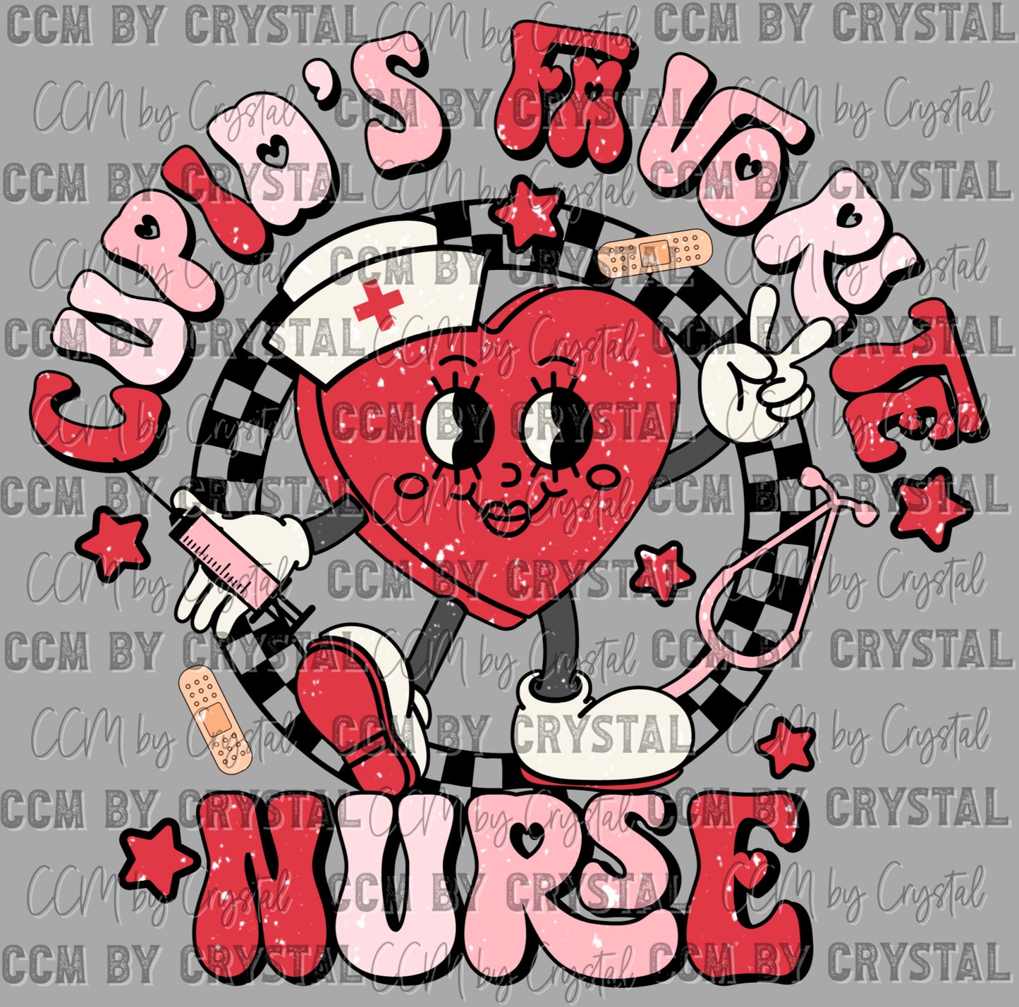 Distressed Cupid's Favorite Nurse Valentines Day Ready to Press Transfer DTF Transfer Sublimation Transfer