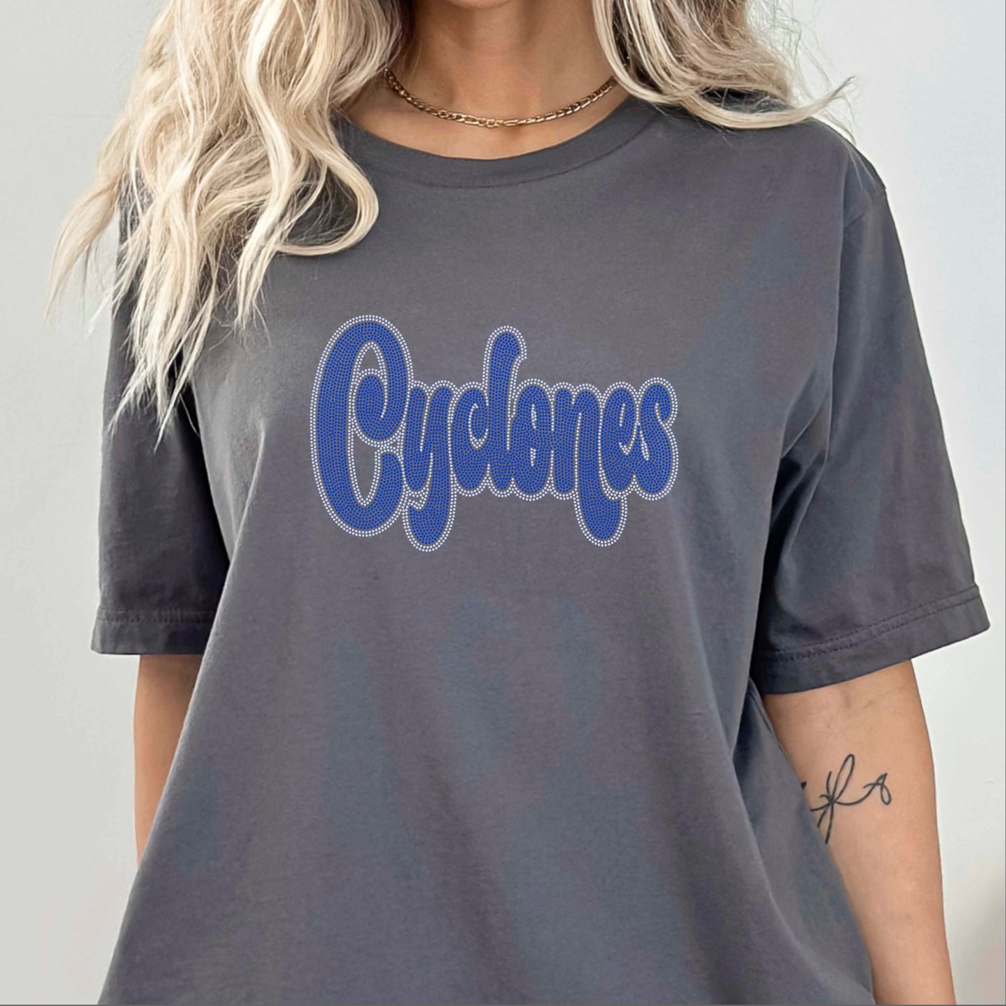 Cyclones 2-Color Approximately 11" wide Spangle Transfer