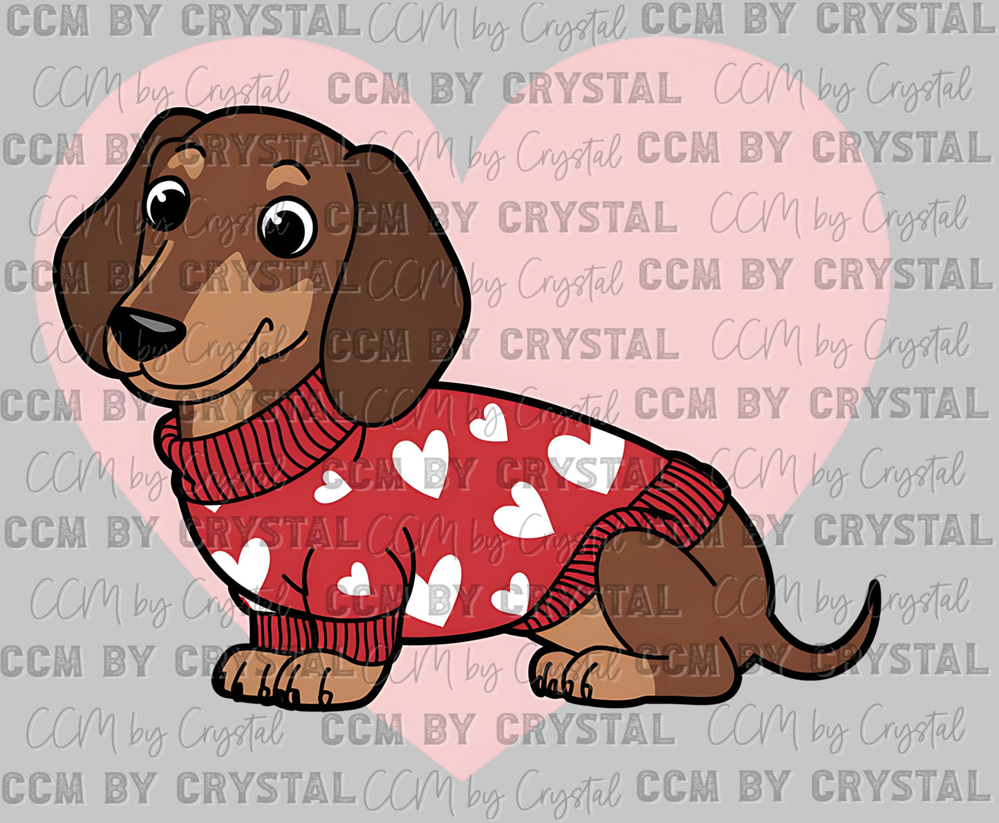 Dachshund Heart Sweater Valentines Day Ready to Press Transfer DTF Transfer Sublimation Transfer