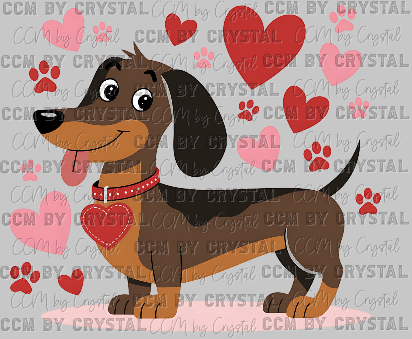 Dachshund Hearts Valentines Day Ready to Press Transfer DTF Transfer Sublimation Transfer