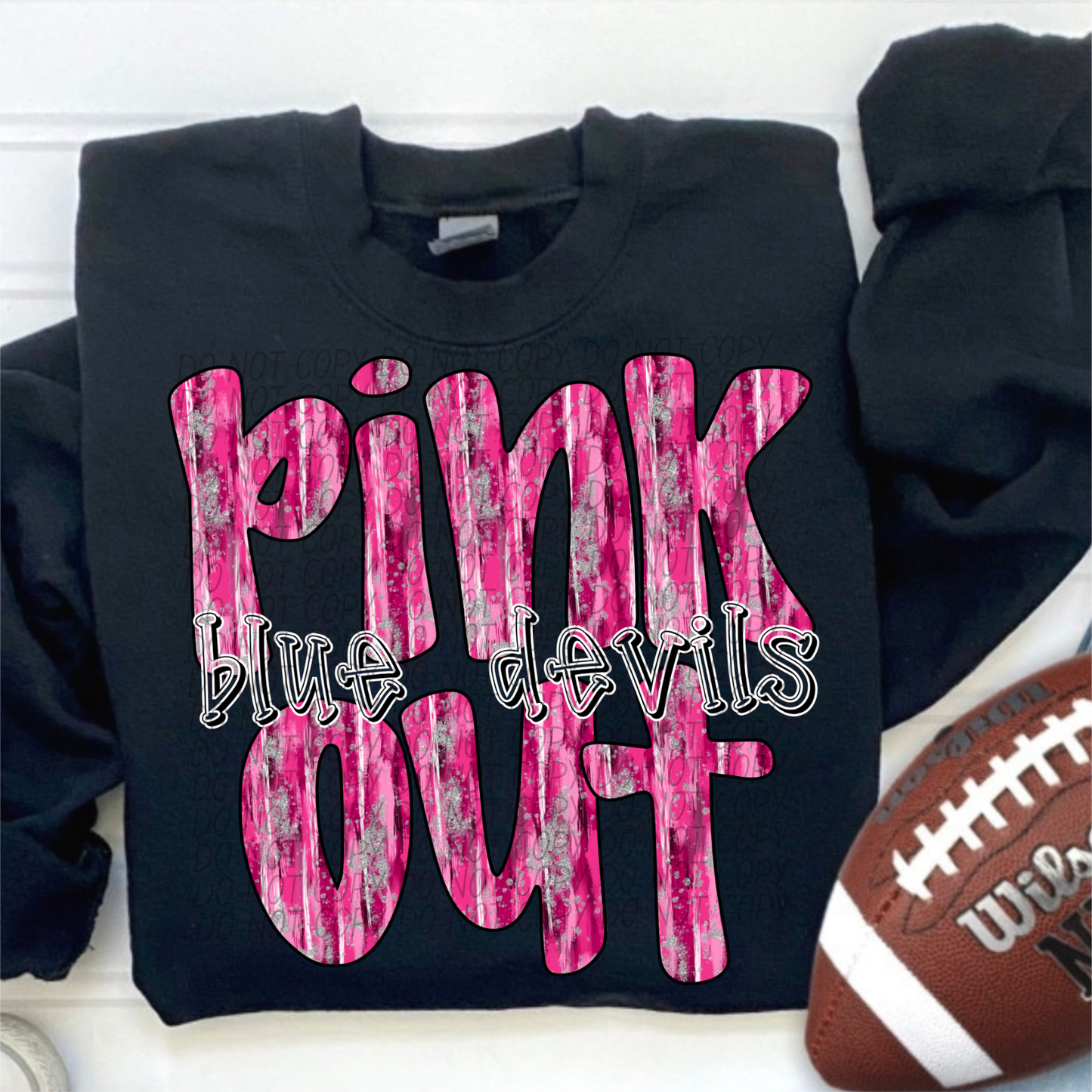 Pink Out Blue Devils Ready to Press Transfer DTF Transfer Sublimation Transfer
