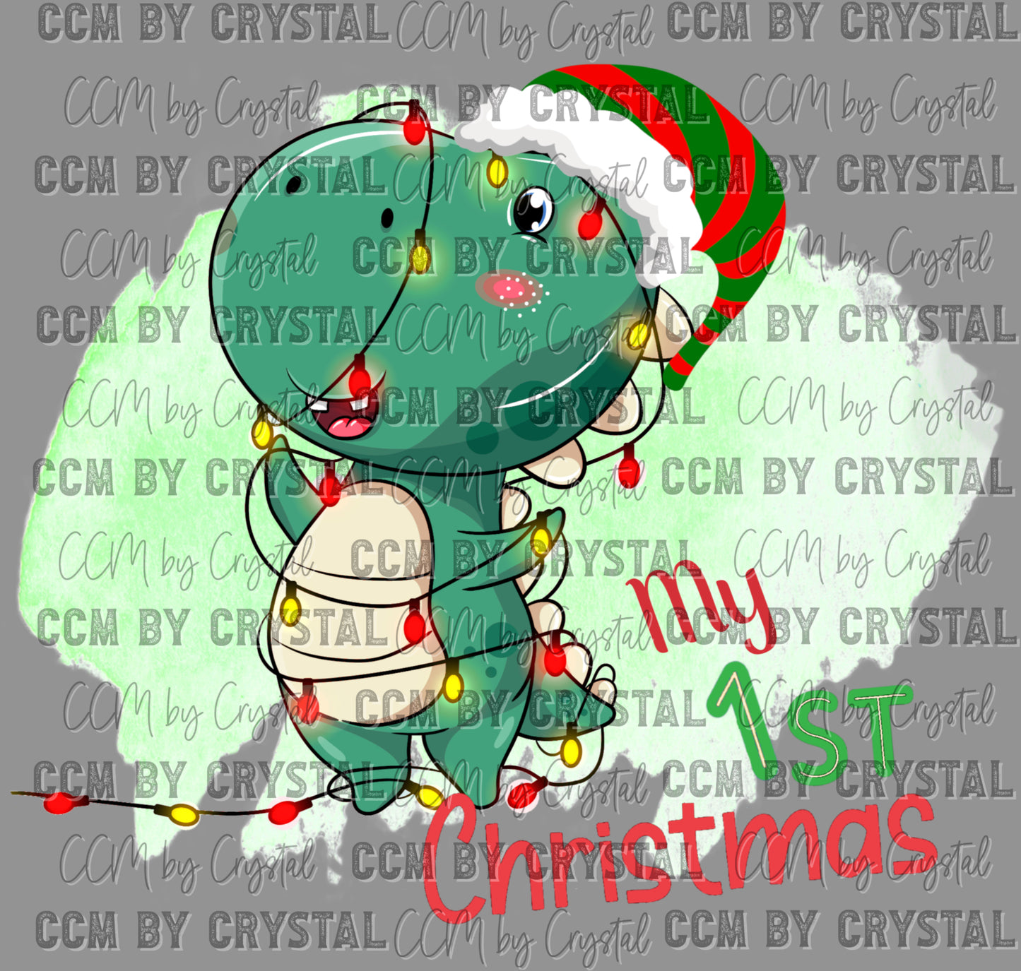 Dino My 1st Christmas Ready to Press Transfer DTF Transfer Sublimation Transfer