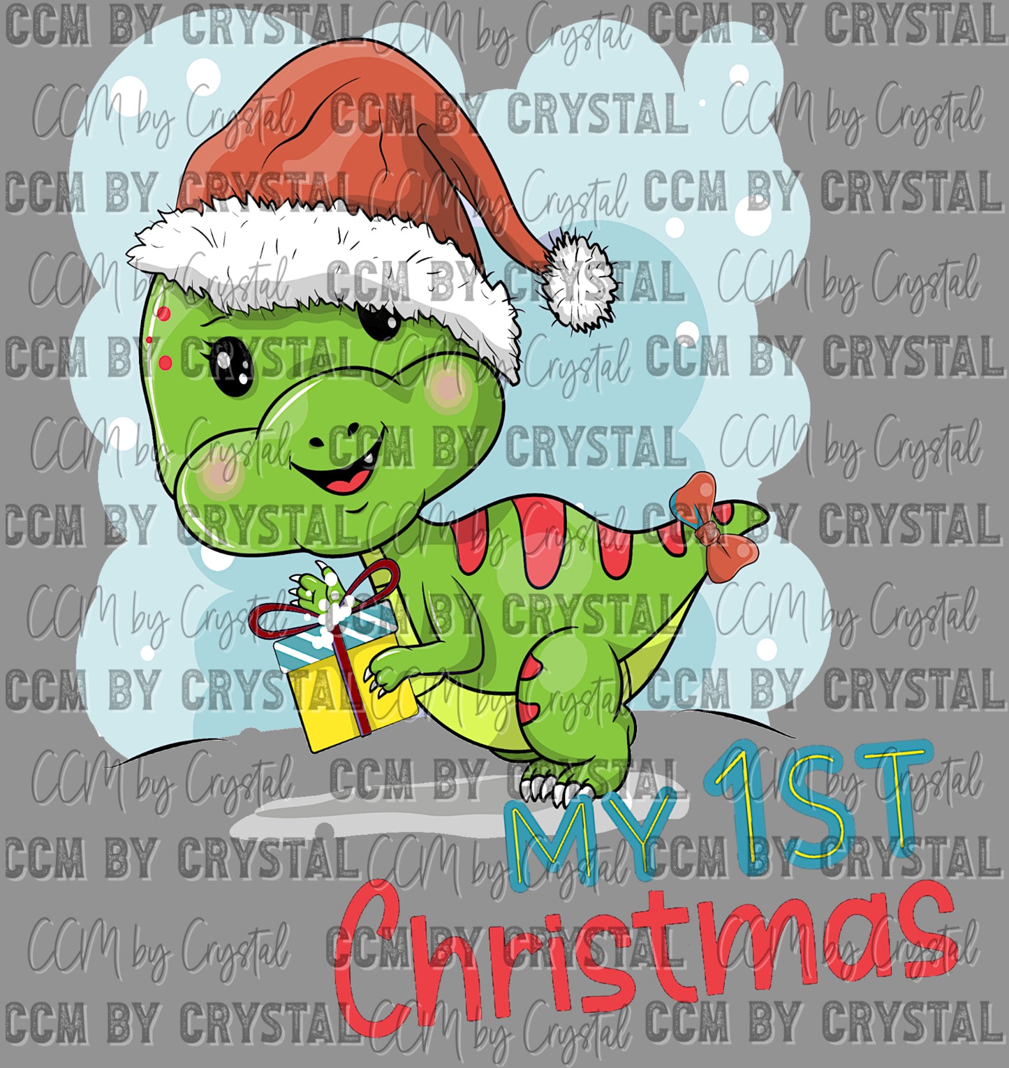 Dino My 1st Christmas Ready to Press Transfer DTF Transfer Sublimation Transfer
