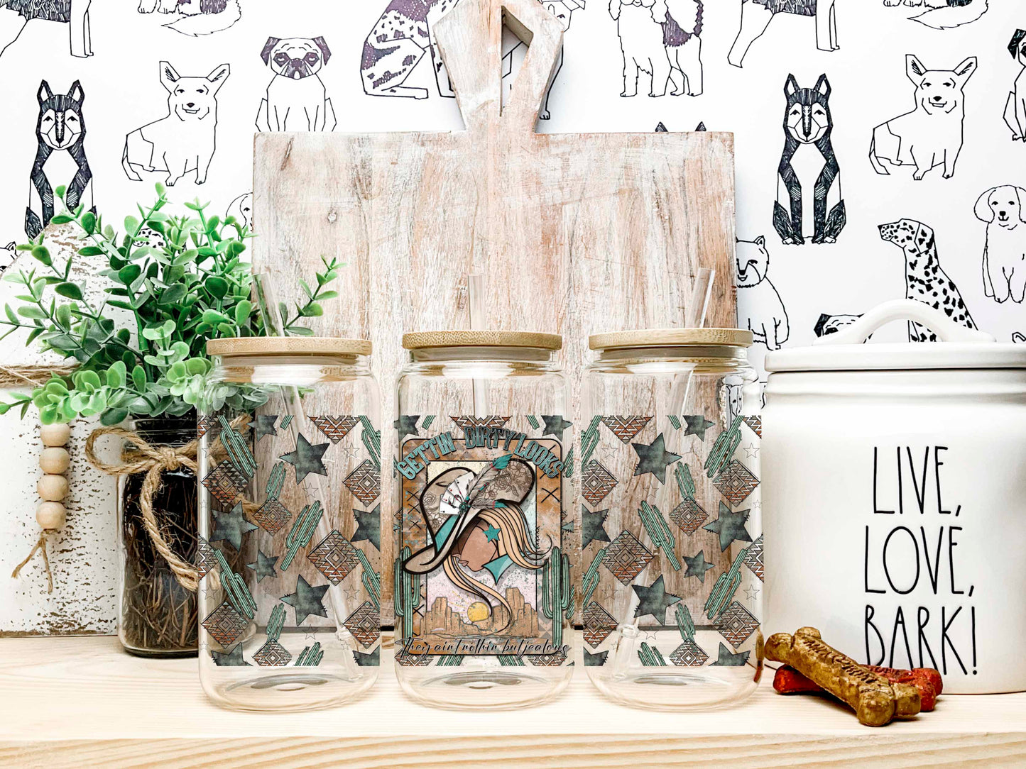 Dirty Looks UV DTF Transfer 16oz Libby Glass Can Wrap Ready to Apply