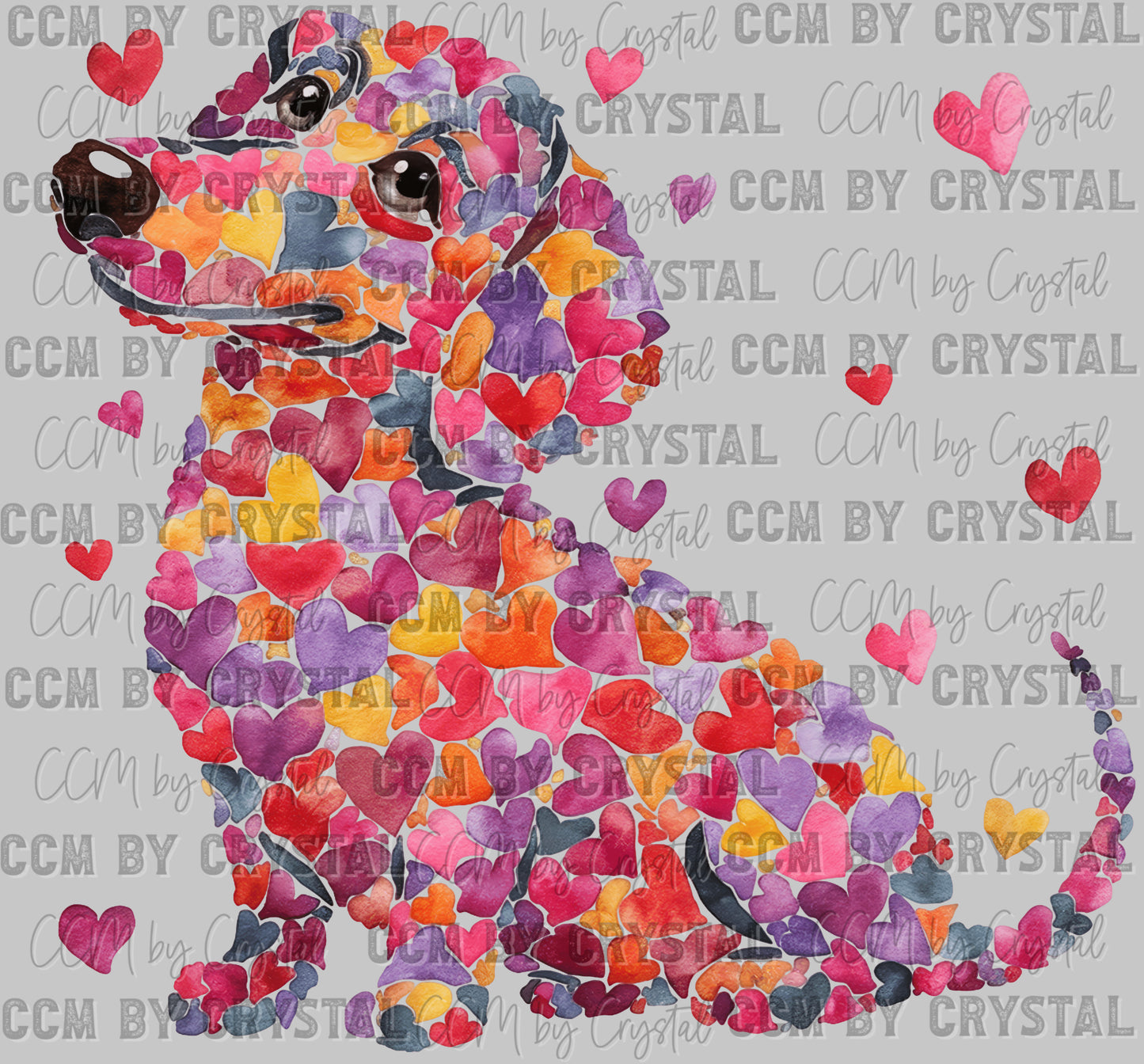 Dog Made from Hearts Valentines Day Ready to Press Transfer DTF Transfer Sublimation Transfer