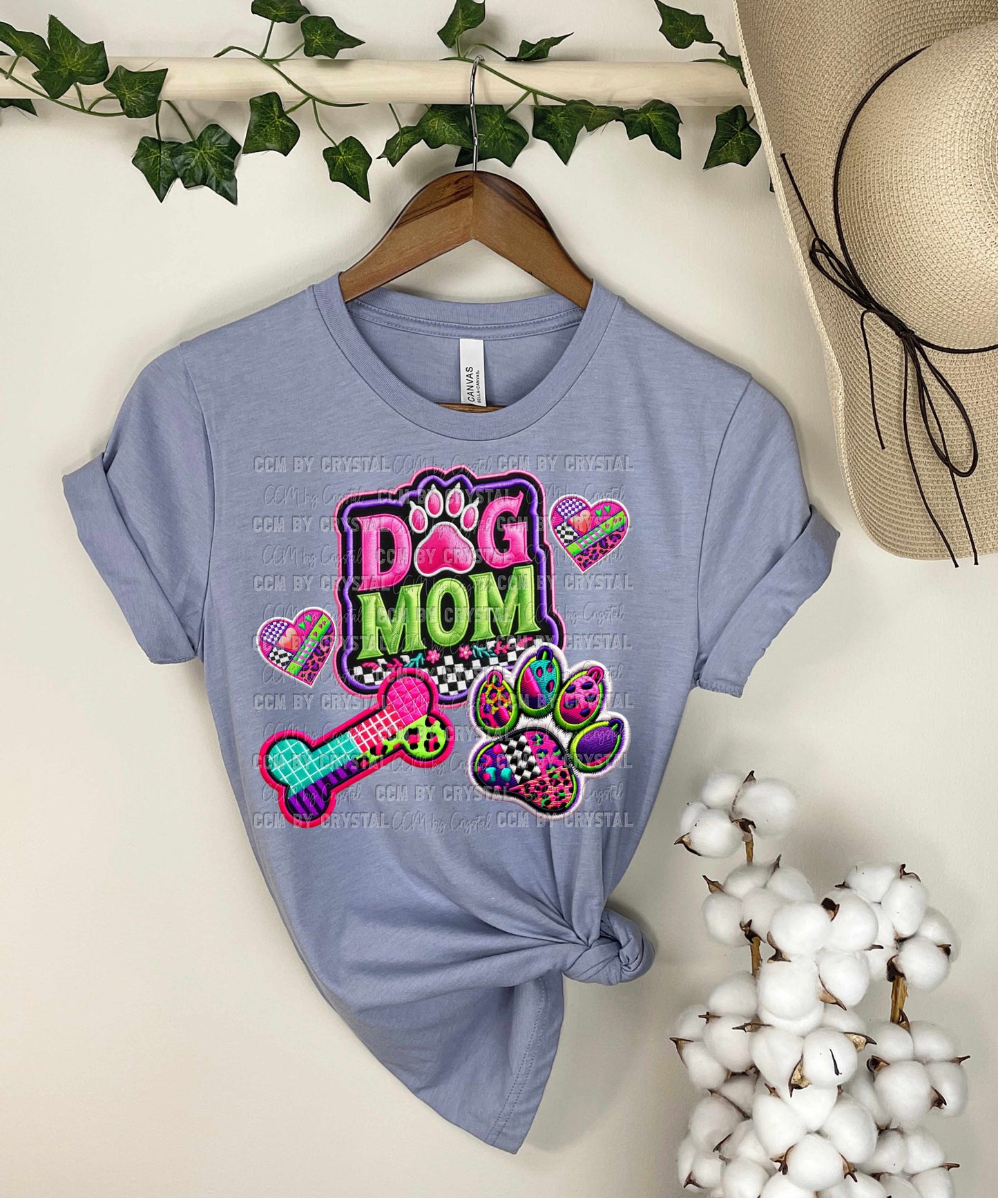 Dog Mom Faux Embroidery Ready to Press Transfer