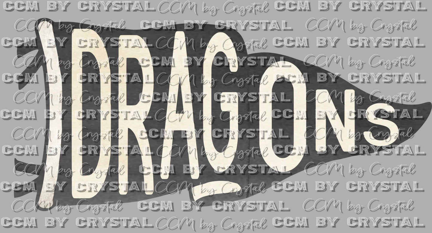 Dragons Pennant Mascot Ready to Press Transfer DTF Transfer Sublimation Transfer