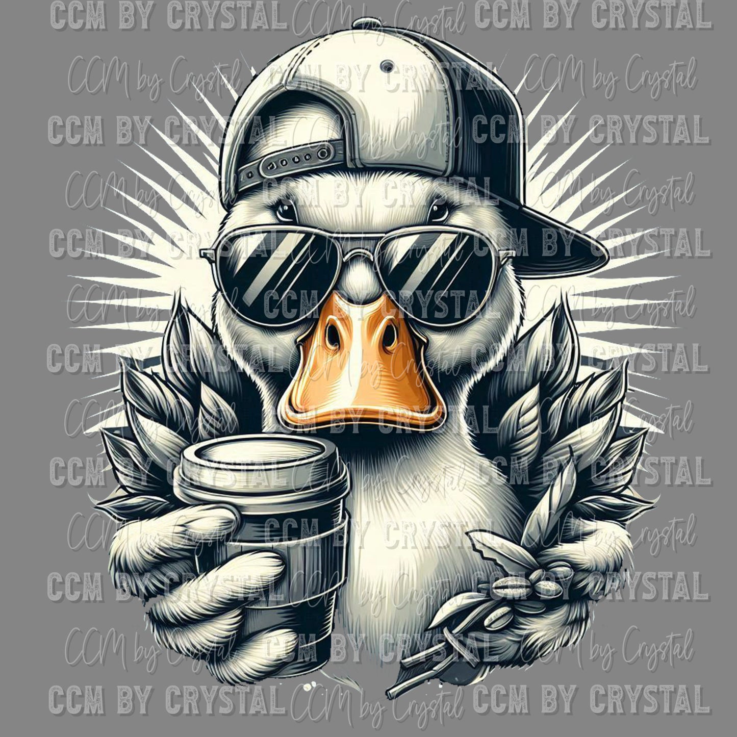 Duck With Hat and Glasses Ready to Press Transfer