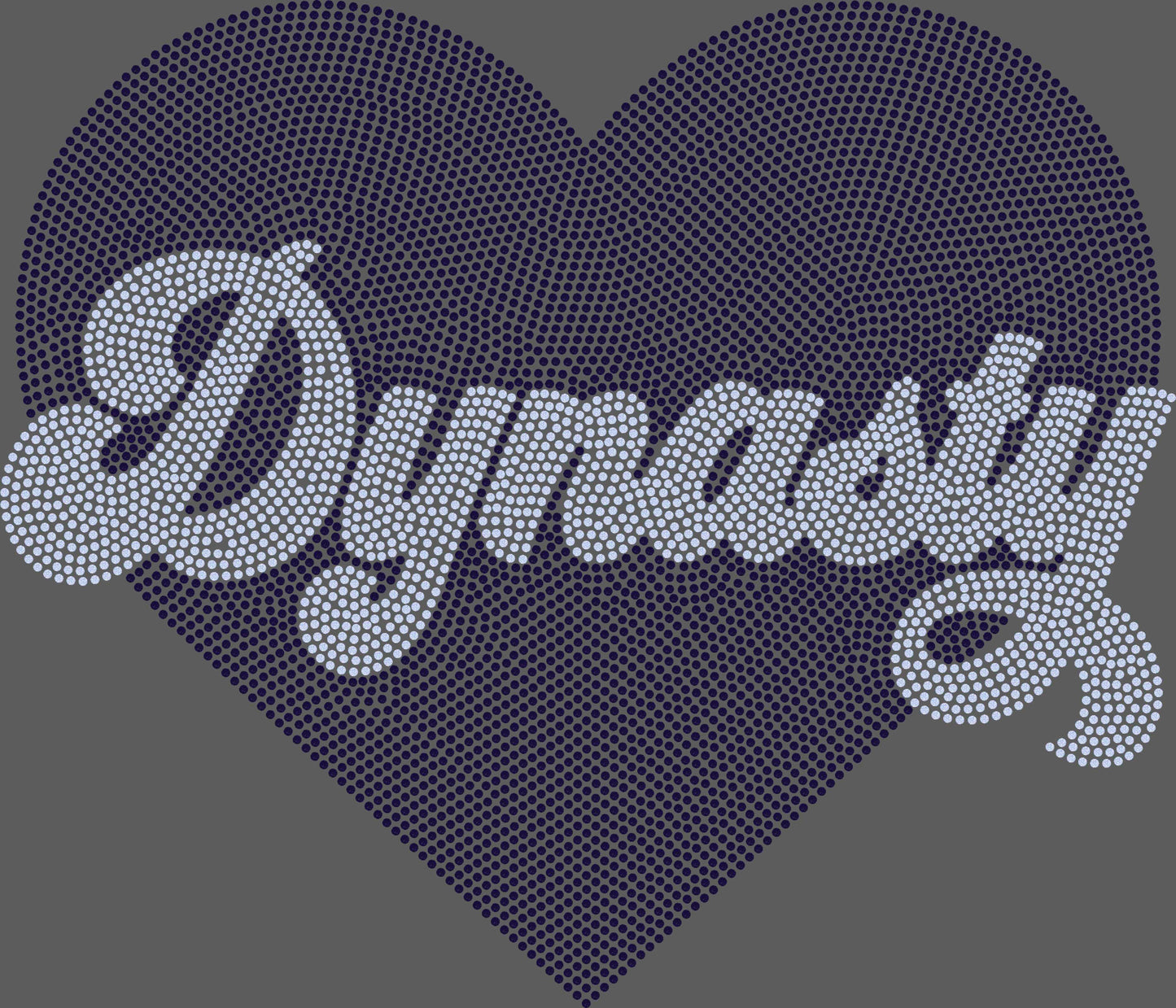 Dynasty Heart 8" Wide 2- Color Spangle Ready to Press Spangle Transfer Sparkle Bling