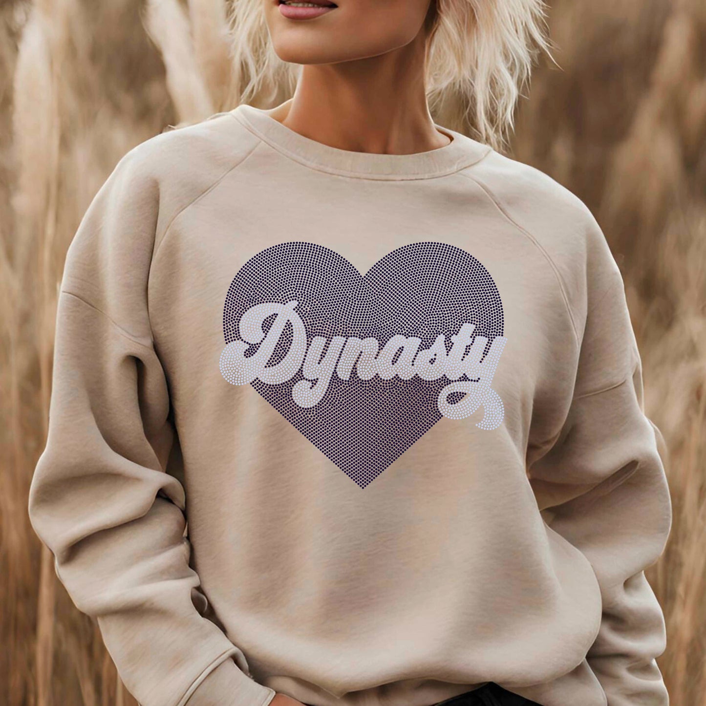 Dynasty Heart 8" Wide 2- Color Spangle Ready to Press Spangle Transfer Sparkle Bling