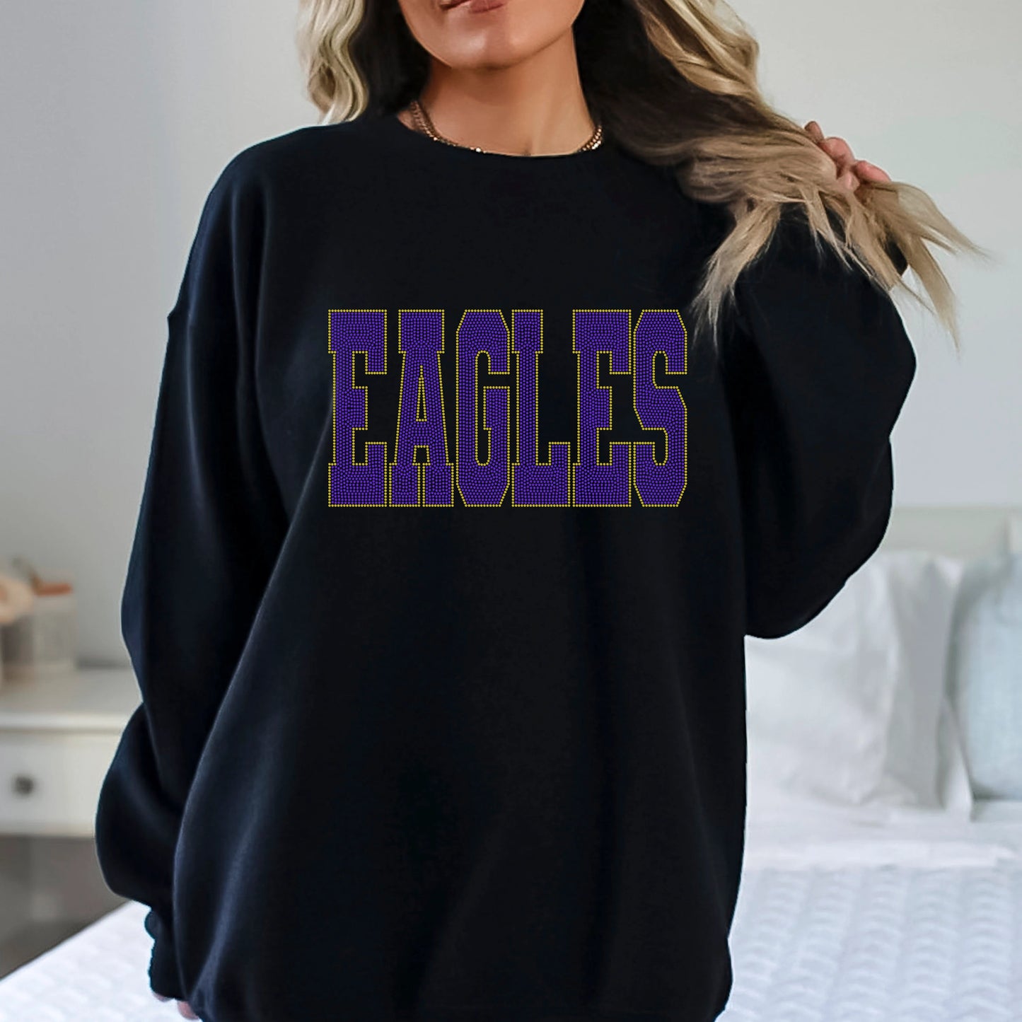 Eagles 11" 2-Color Ready to Press Spangle Transfer Bling Transfer Sparkle Transfer