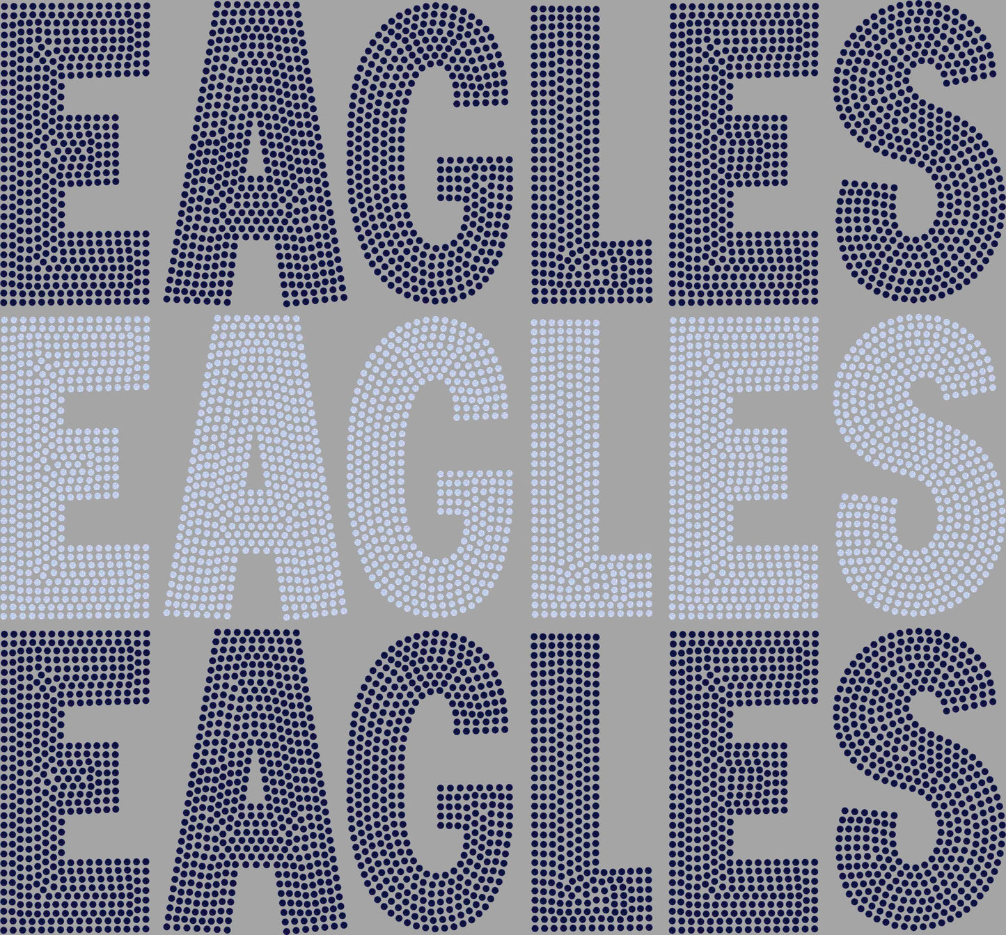Eagles Stacked 11" 2-Color Ready to Press Spangle Transfer Bling Transfer Sparkle Transfer