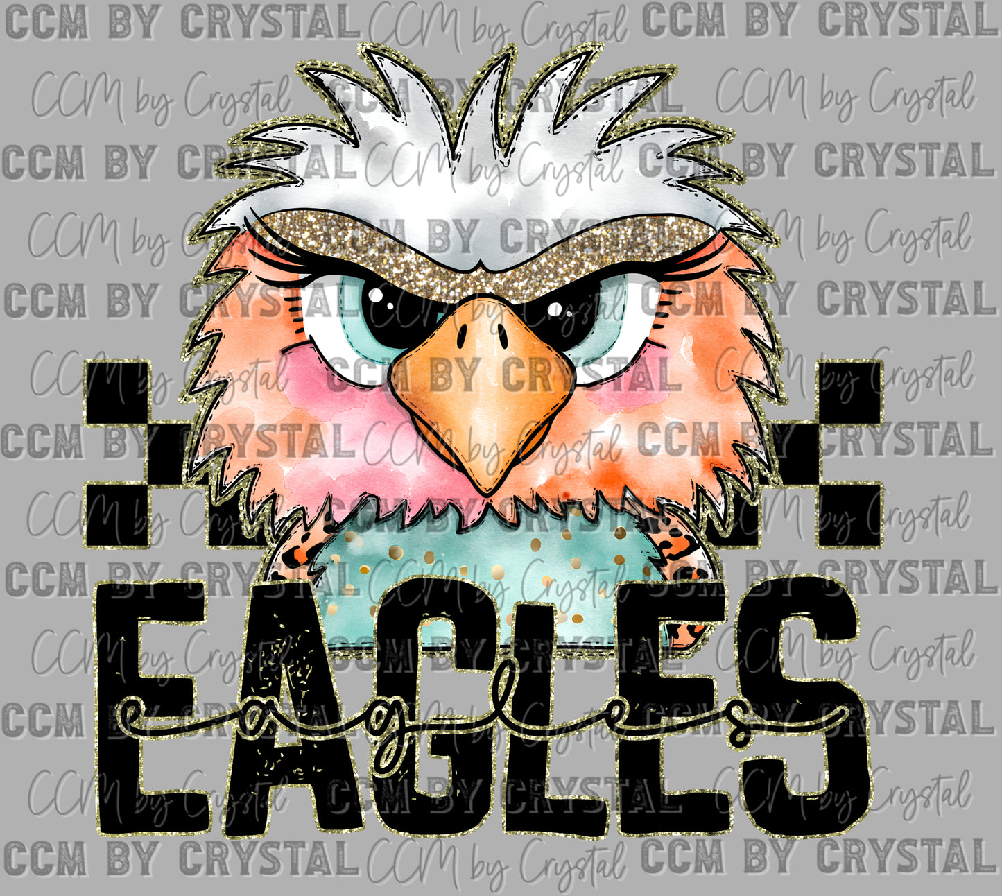 Eagles Cartoon Mascot Ready to Press Transfer DTF Transfer Sublimation Transfer