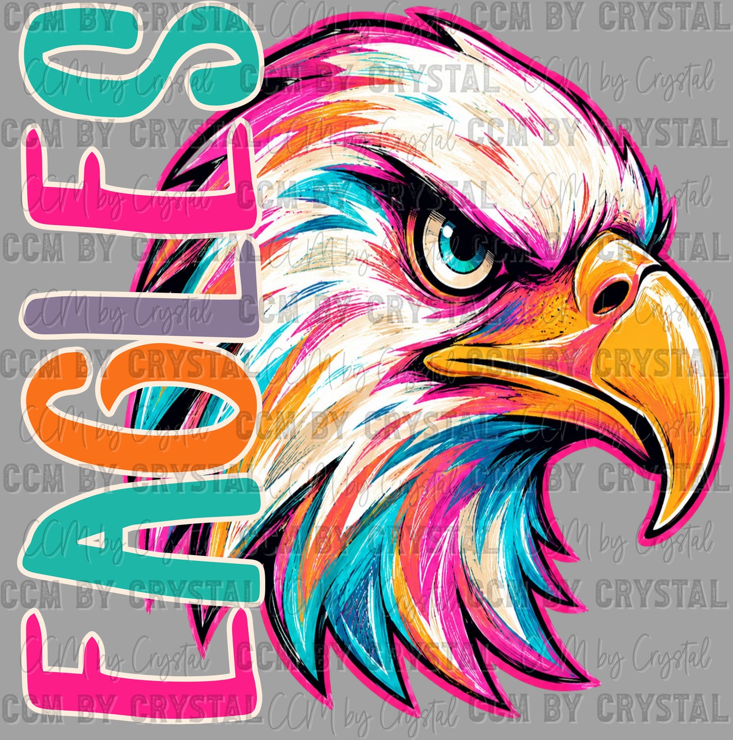 Eagles Colorful Mascot Ready to Press DTF Transfers Sublimation Transfers