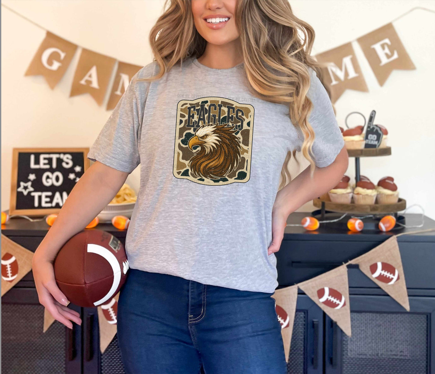 Eagle Camo Grunge Sports Mascot Ready to Press Transfer DTF Transfer Sublimation Transfer