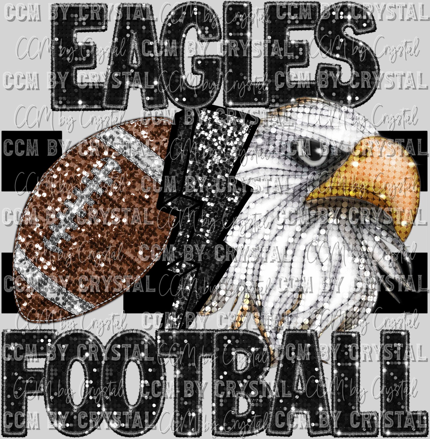Eagles Football Faux Sequins Faux Embroidery Ready to Press Transfer