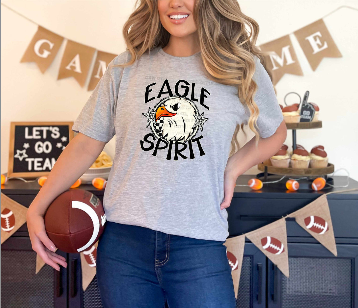 Eagle Spirit Stars Checkered Sports Mascot Ready to Press Transfer DTF Transfer Sublimation Transfer
