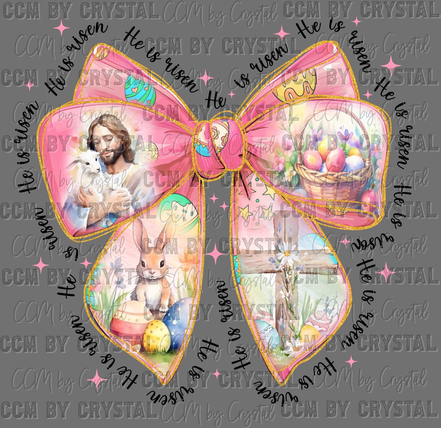 Easter Bow Black Ready to Press Transfer DTF Transfer Sublimation Transfer