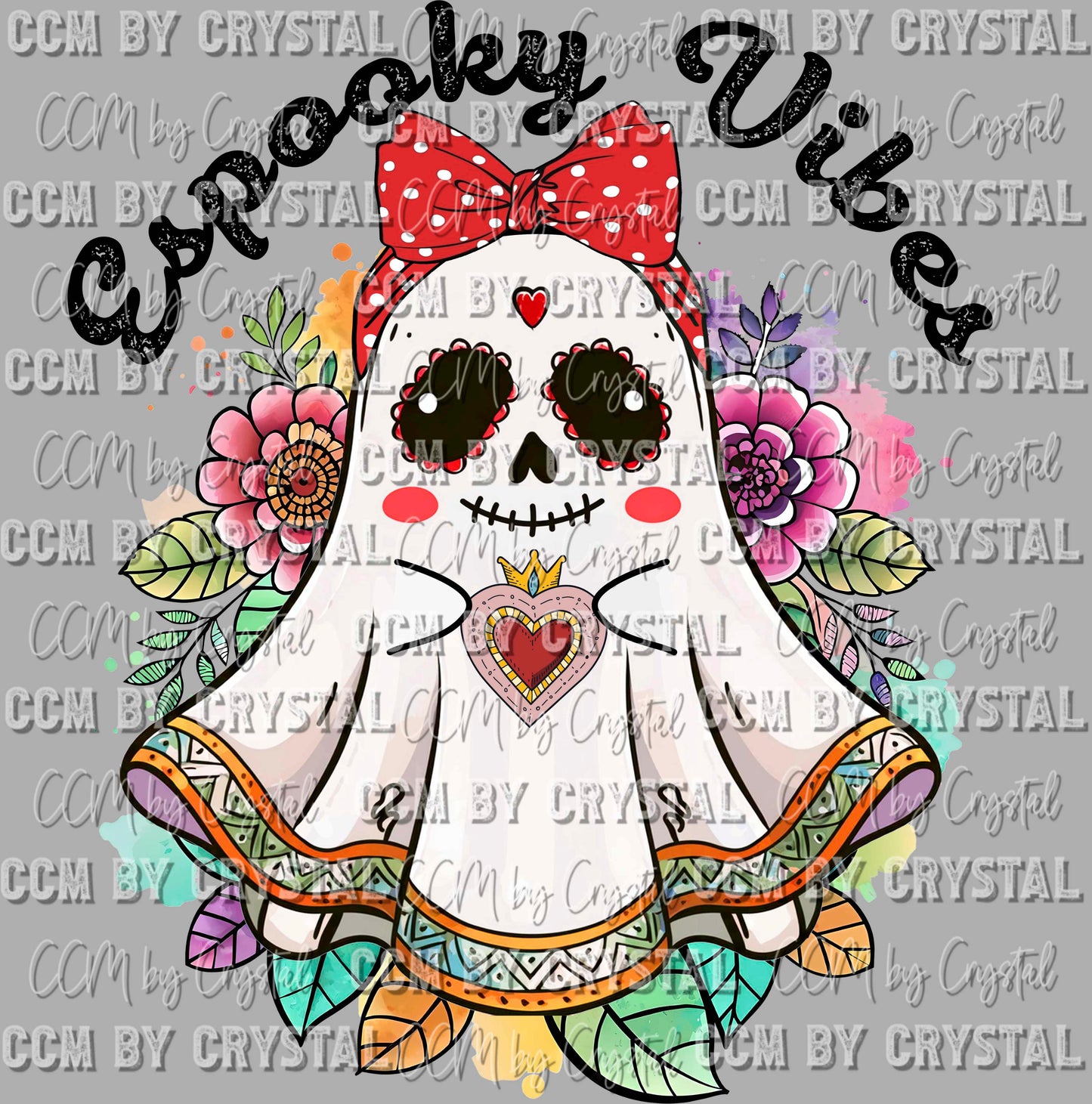 Espooky Vibes Mexican Ghost Halloween Ready to Press Transfer DTF Transfer Sublimation Transfer