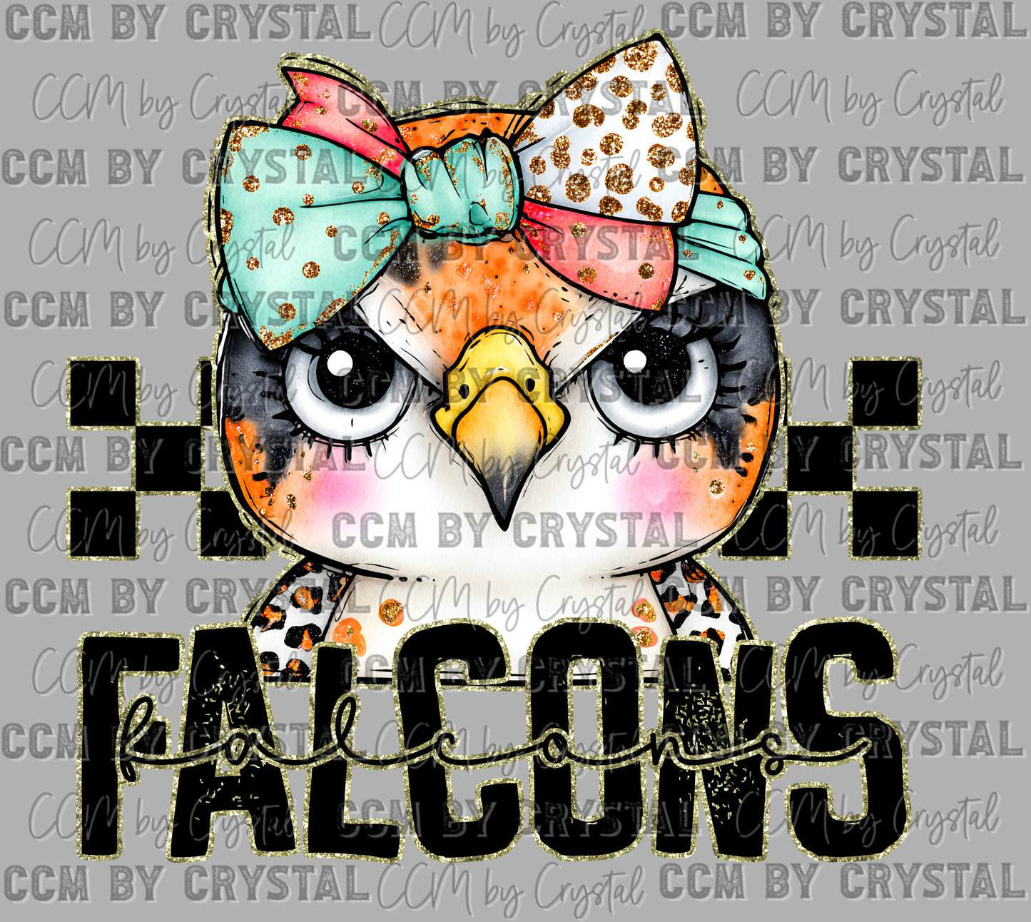 Falcons Cartoon Mascot Ready to Press Transfer DTF Transfer Sublimation Transfer