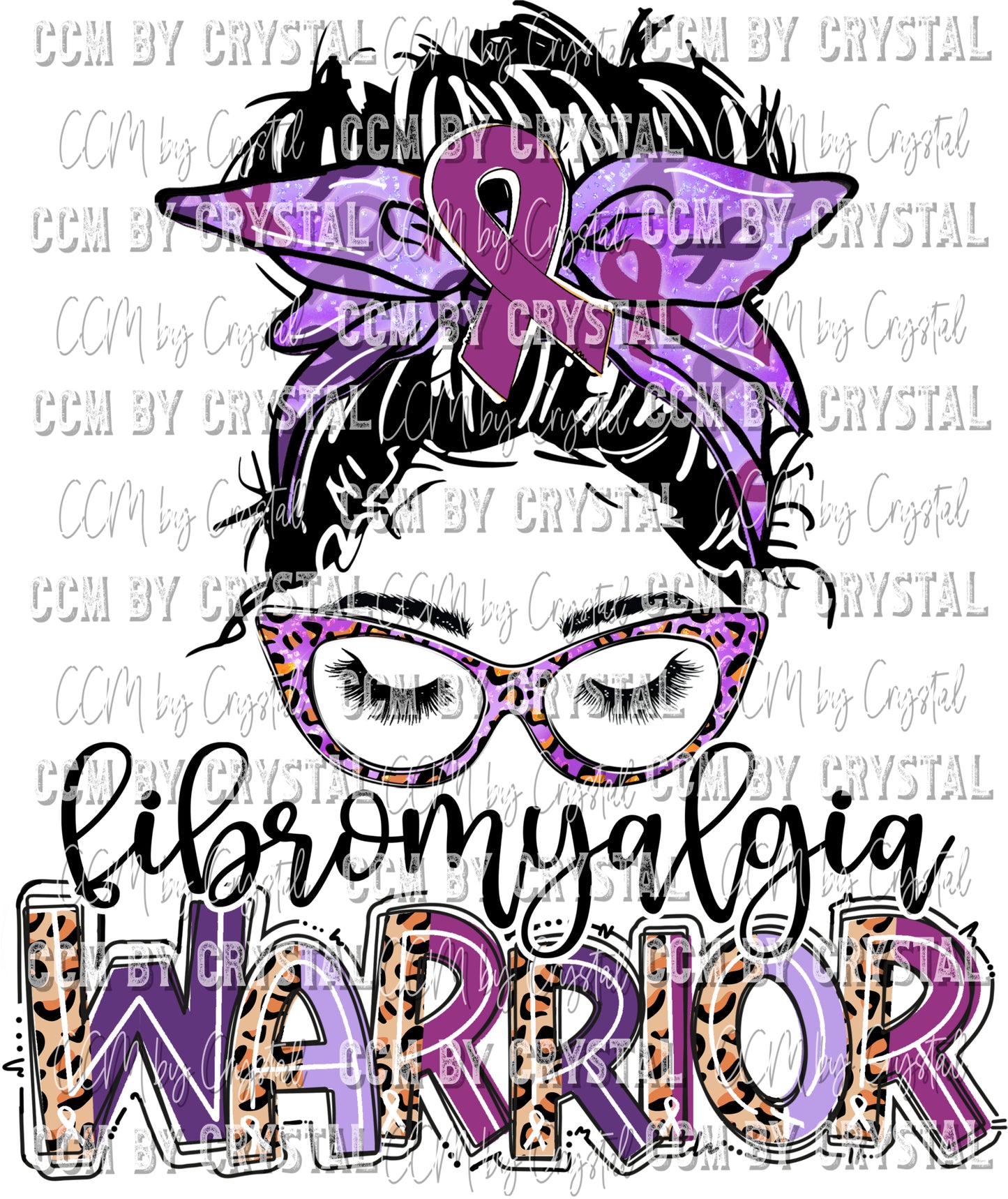 Fibromyalgia Warrior Messy Bun Ready to Press Transfer