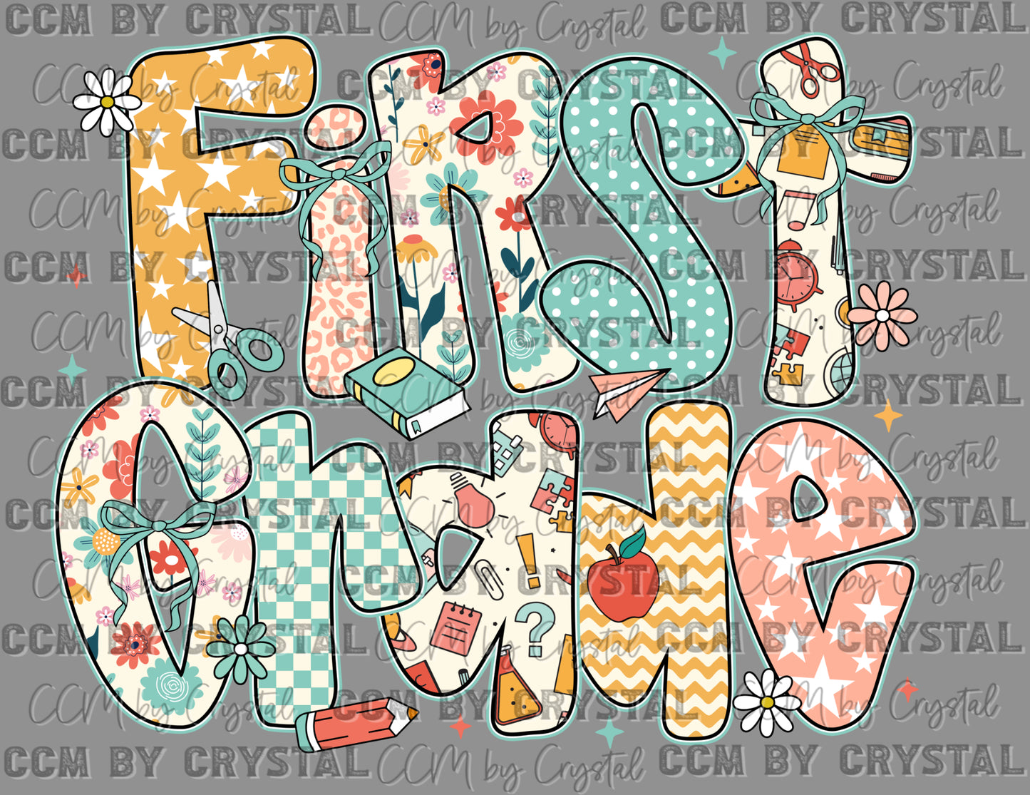 First Grade Back to School Ready to Press Transfer DTF Transfer Sublimation Transfer