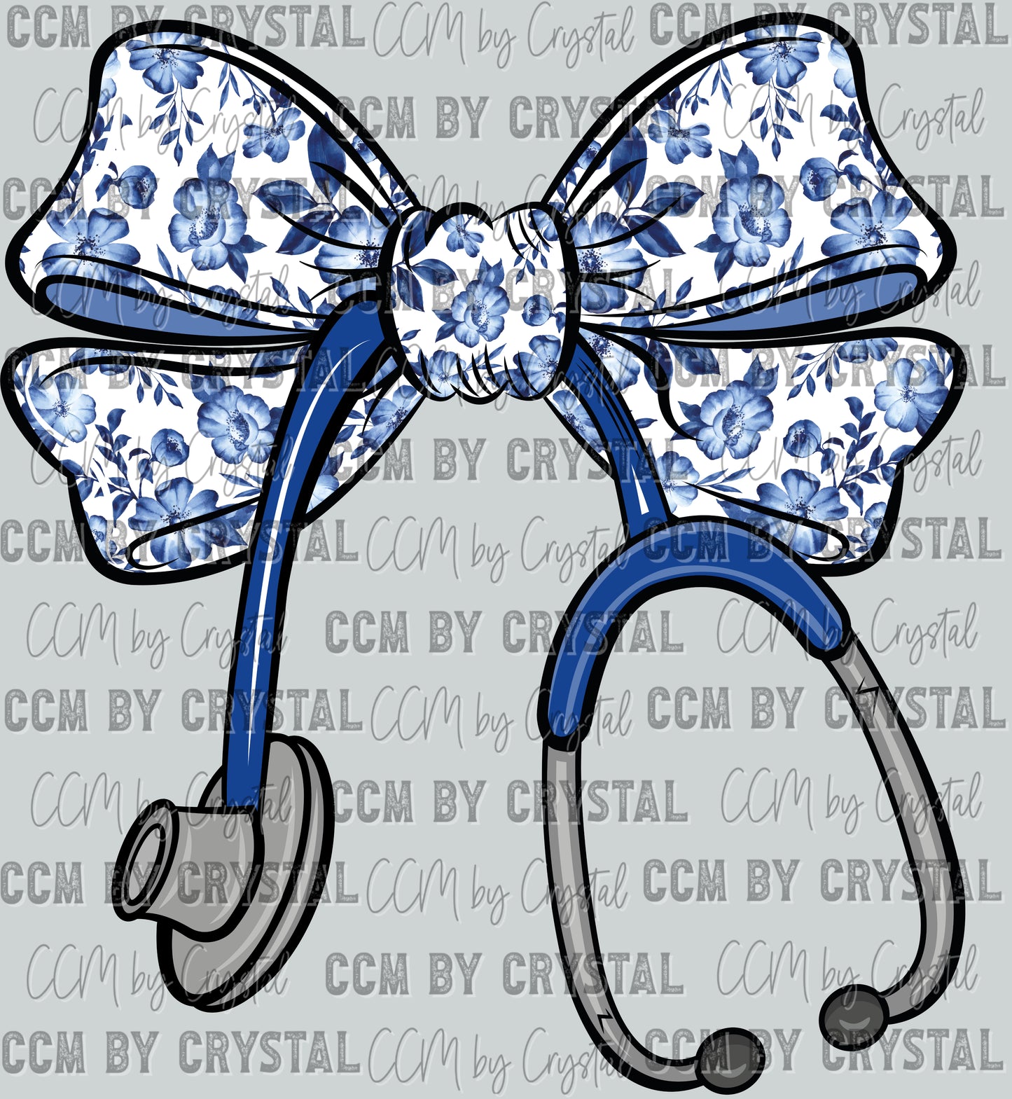 Bow Stethoscope Floral Nurse Ready to Press Transfer DTF Transfer Sublimation Transfer
