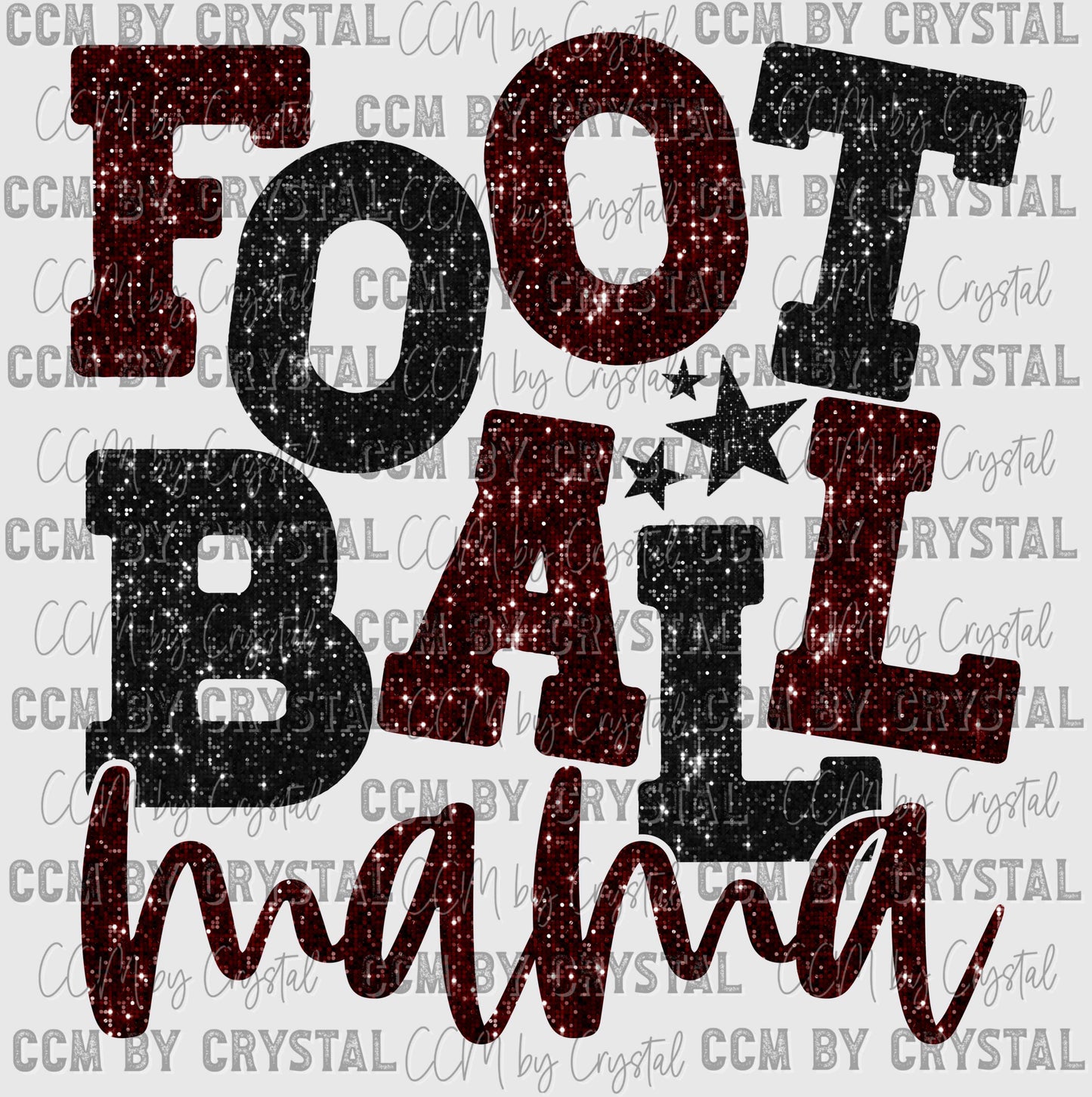 Football Mama Maroon and Black Faux Sequins Ready to Press Transfer DTF Transfer Sublimation Transfer