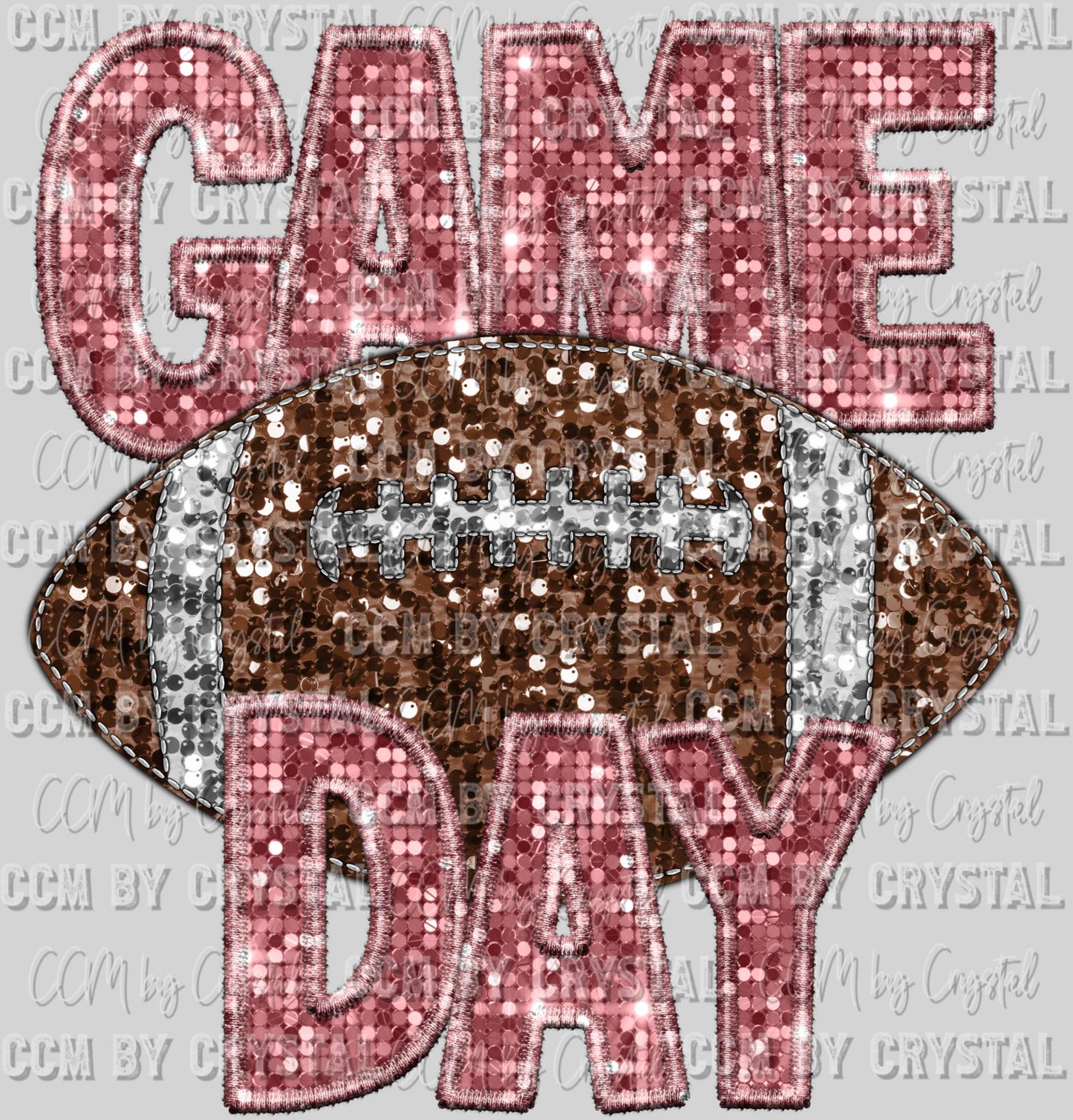 Game Day Football Faux Sequins Faux Embroidery Ready To Press Transfer