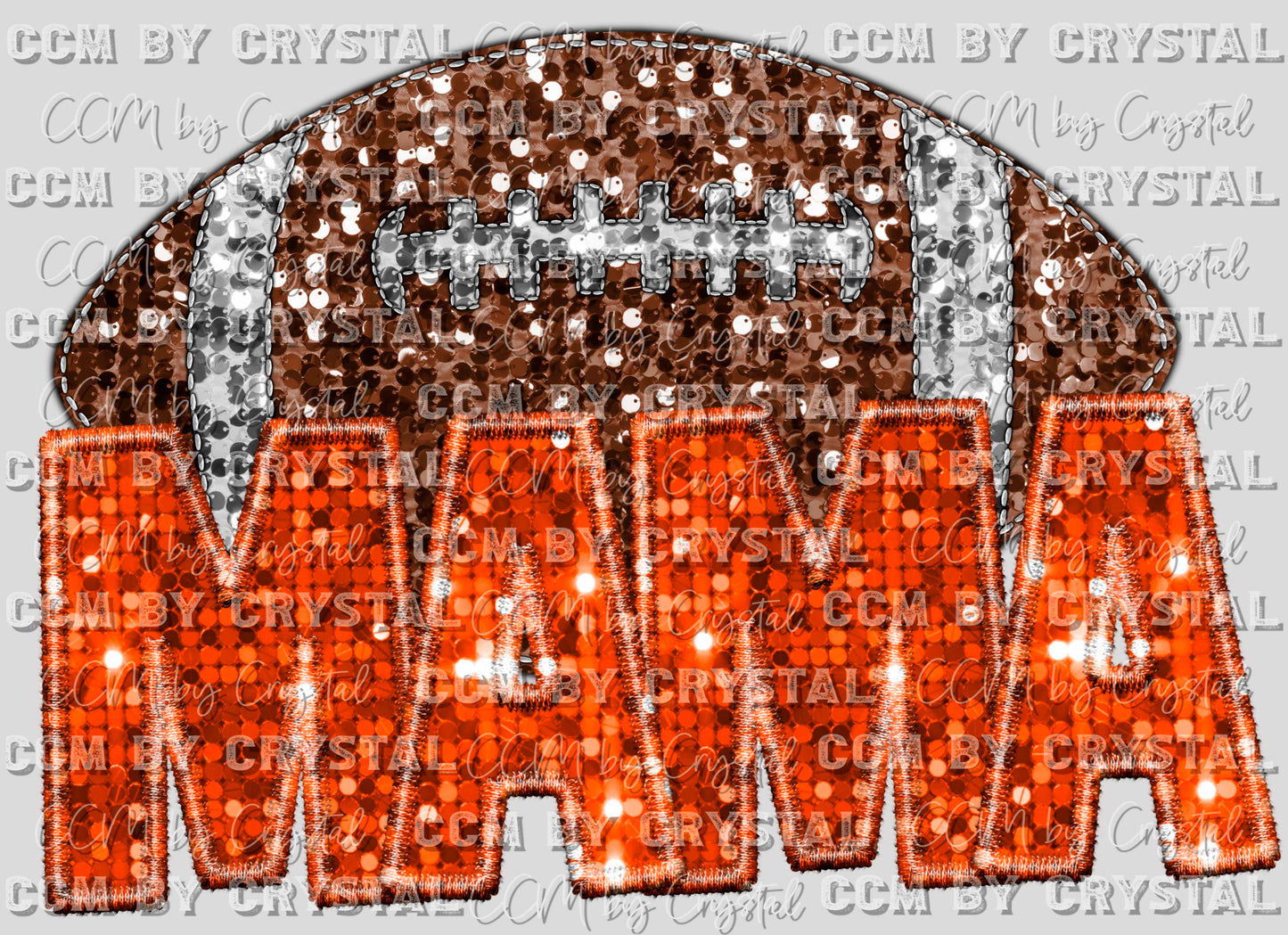 Football Mama Faux Sequins Faux Embroidery Ready to Press Transfer