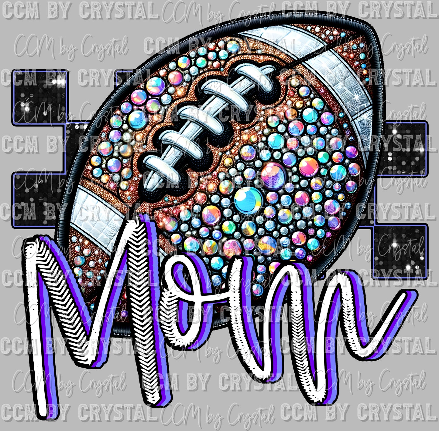 Football Mom Faux Rhinestones Effect Ready to Press Transfer DTF Transfer Sublimation Transfer