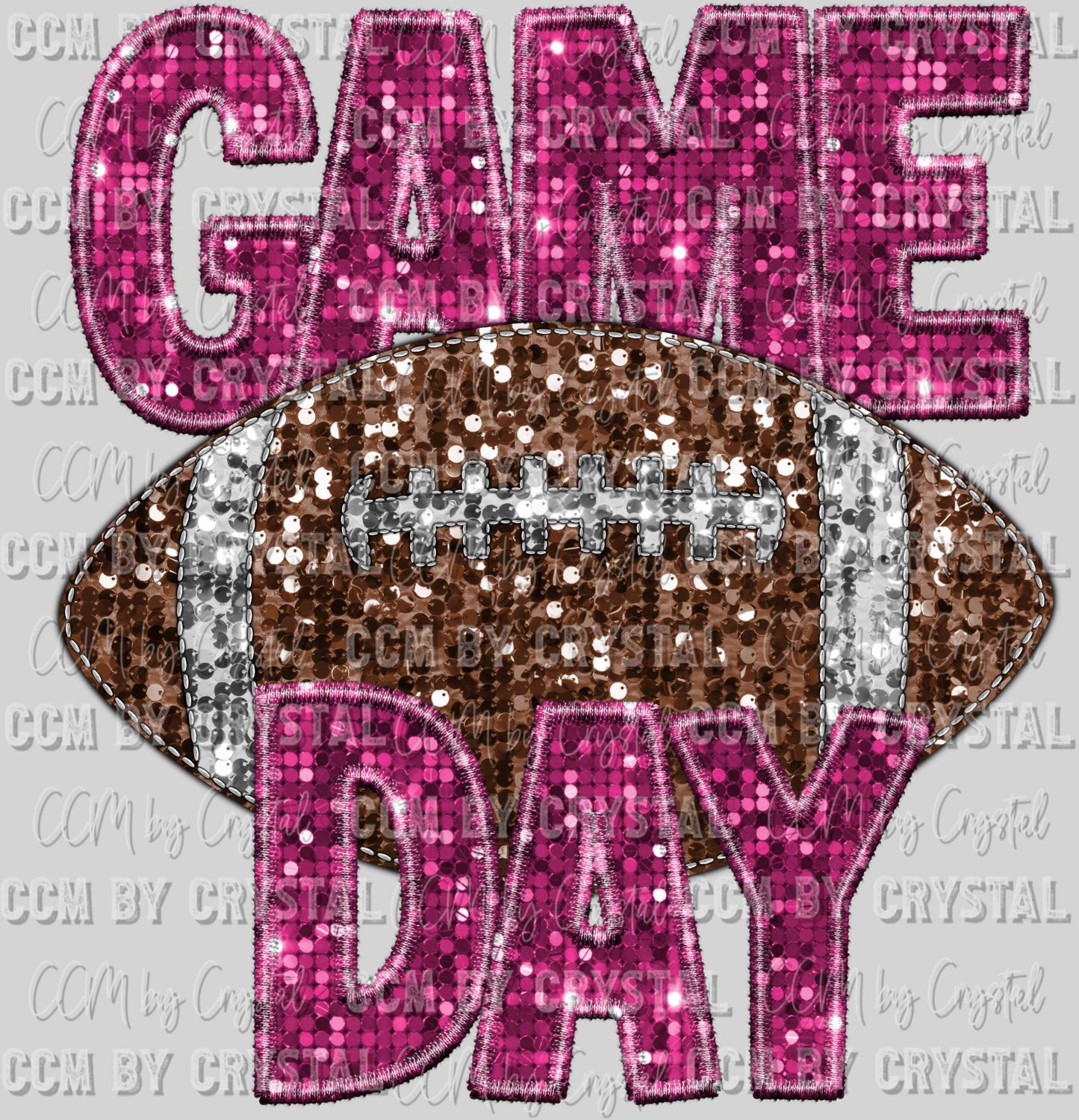 Game Day Football Faux Sequins Faux Embroidery Ready To Press Transfer