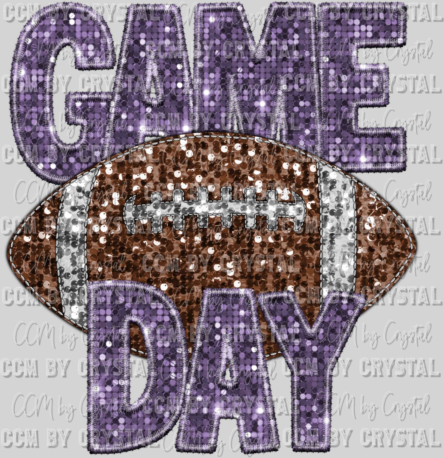 Game Day Football Faux Sequins Faux Embroidery Ready To Press Transfer
