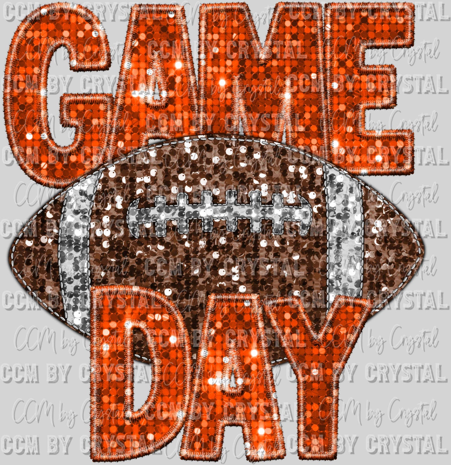 Game Day Football Faux Sequins Faux Embroidery Ready To Press Transfer