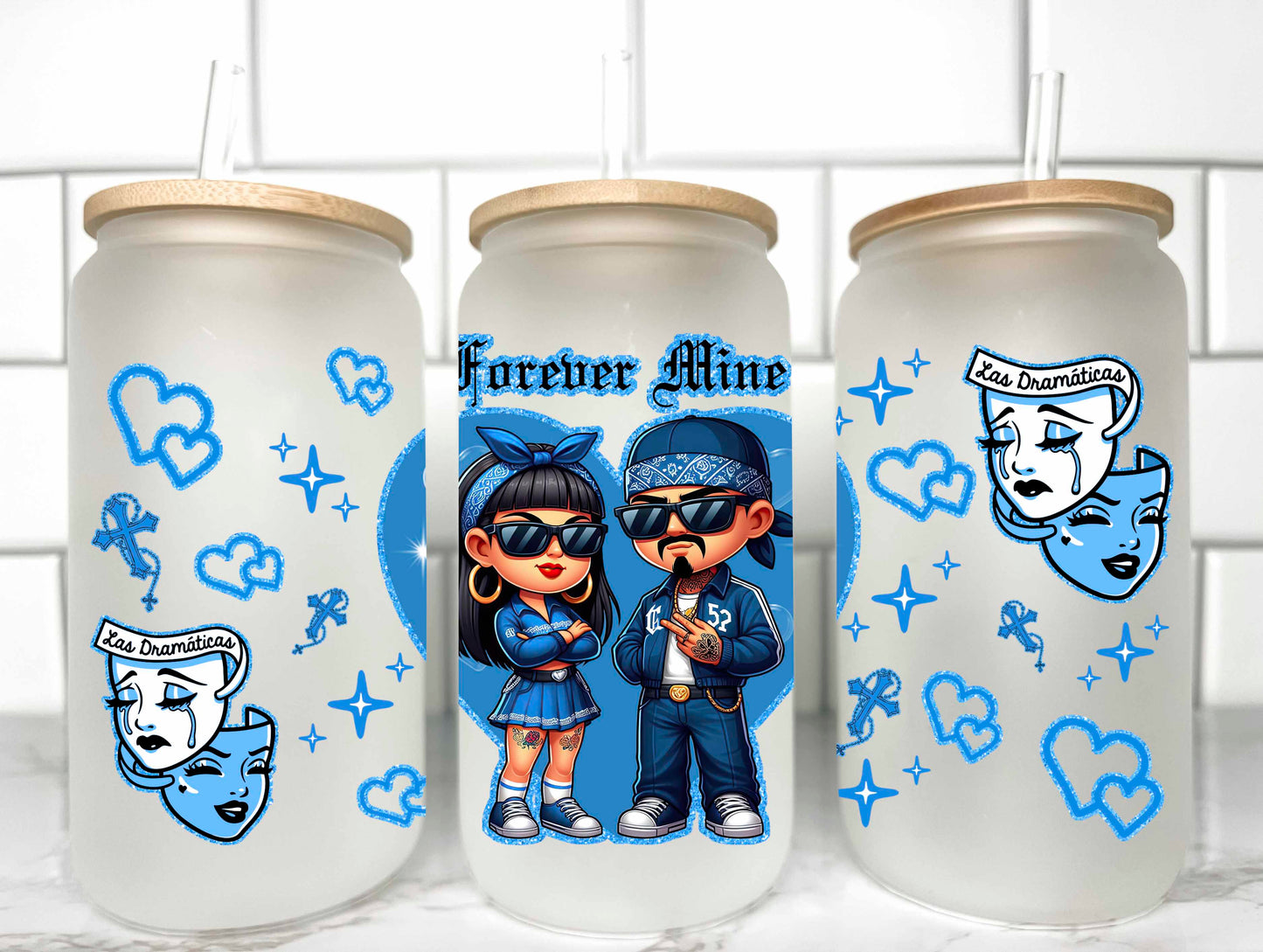 Cholo Forever Mine UV DTF Transfer 16oz Libby Glass Can Wrap Ready to Apply