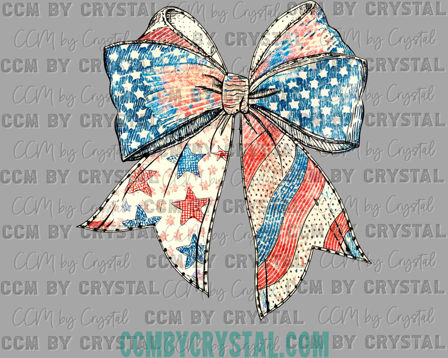 4th of July Patriotic USA Bow Ready to Press Transfer DTF Transfer Sublimation Transfer