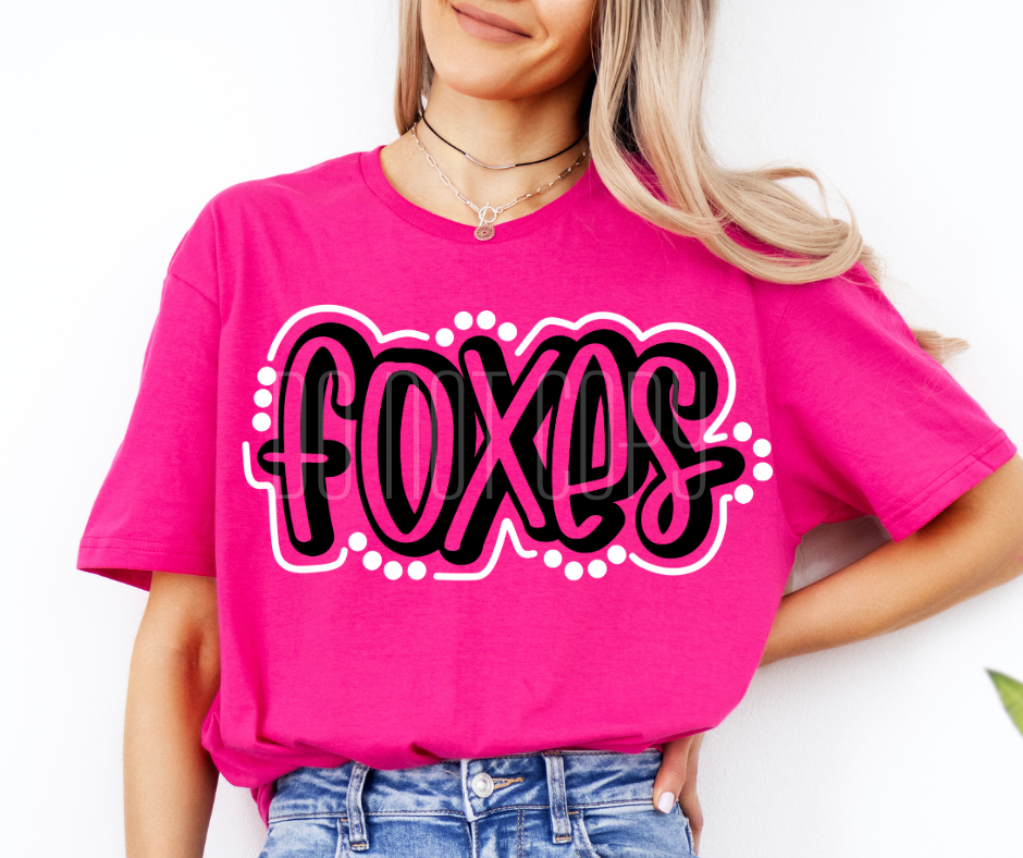 Foxes Doodle Mascot Ready to Press Transfer DTF Transfer Sublimation Transfer