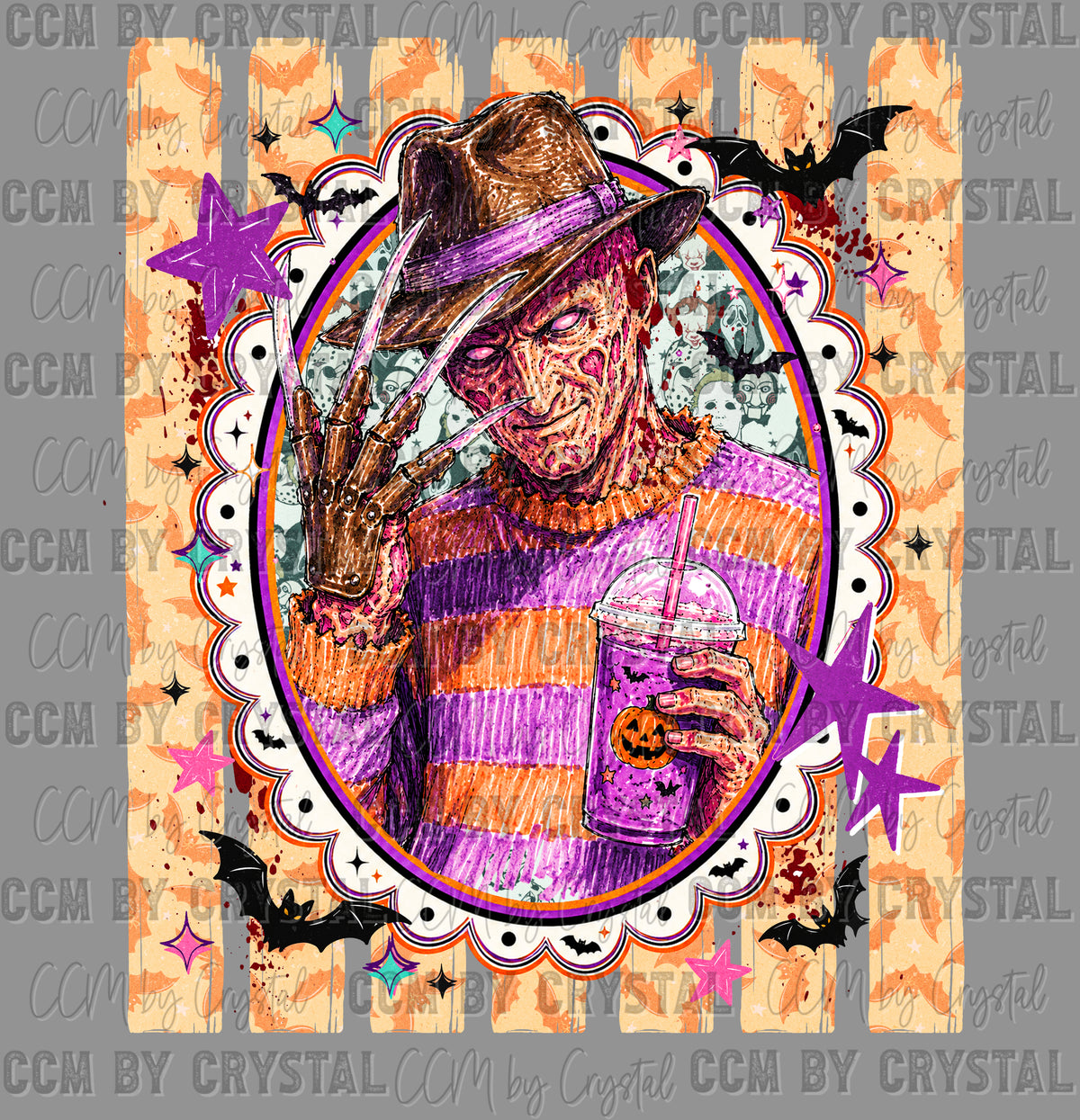 Bright Color Horror Burnt Guy Knives Hand Halloween Ready to Press DTF Transfers Sublimation Transfers