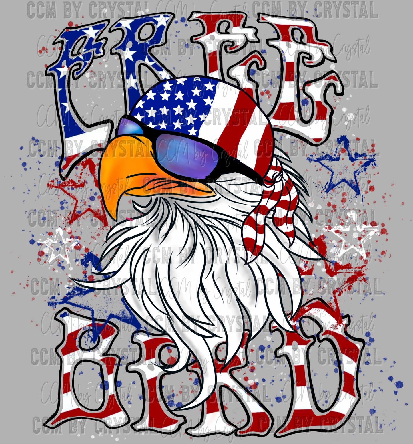 Freebird Eagle 4th of July Patriotic American Flag Ready to Press Transfer DTF Transfer Sublimation Transfer