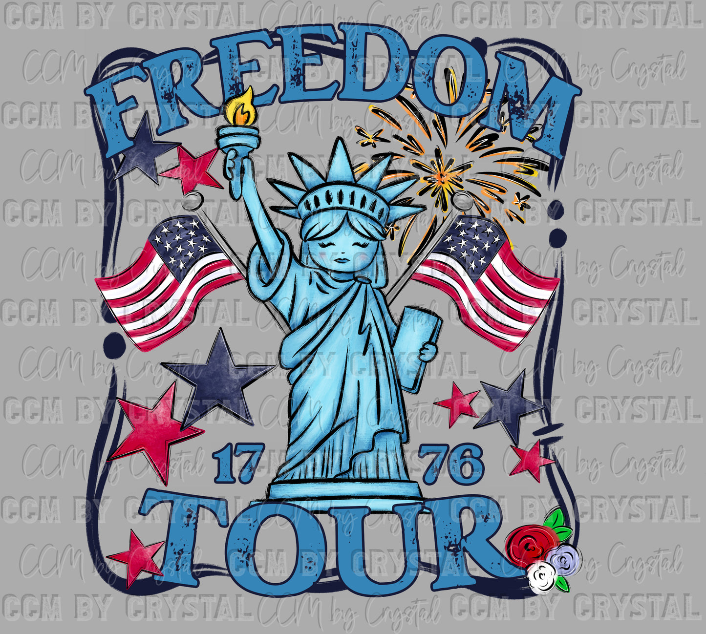 Freedom Tour USA 4th of July Patriotic DTF Transfer Sublimation Transfer