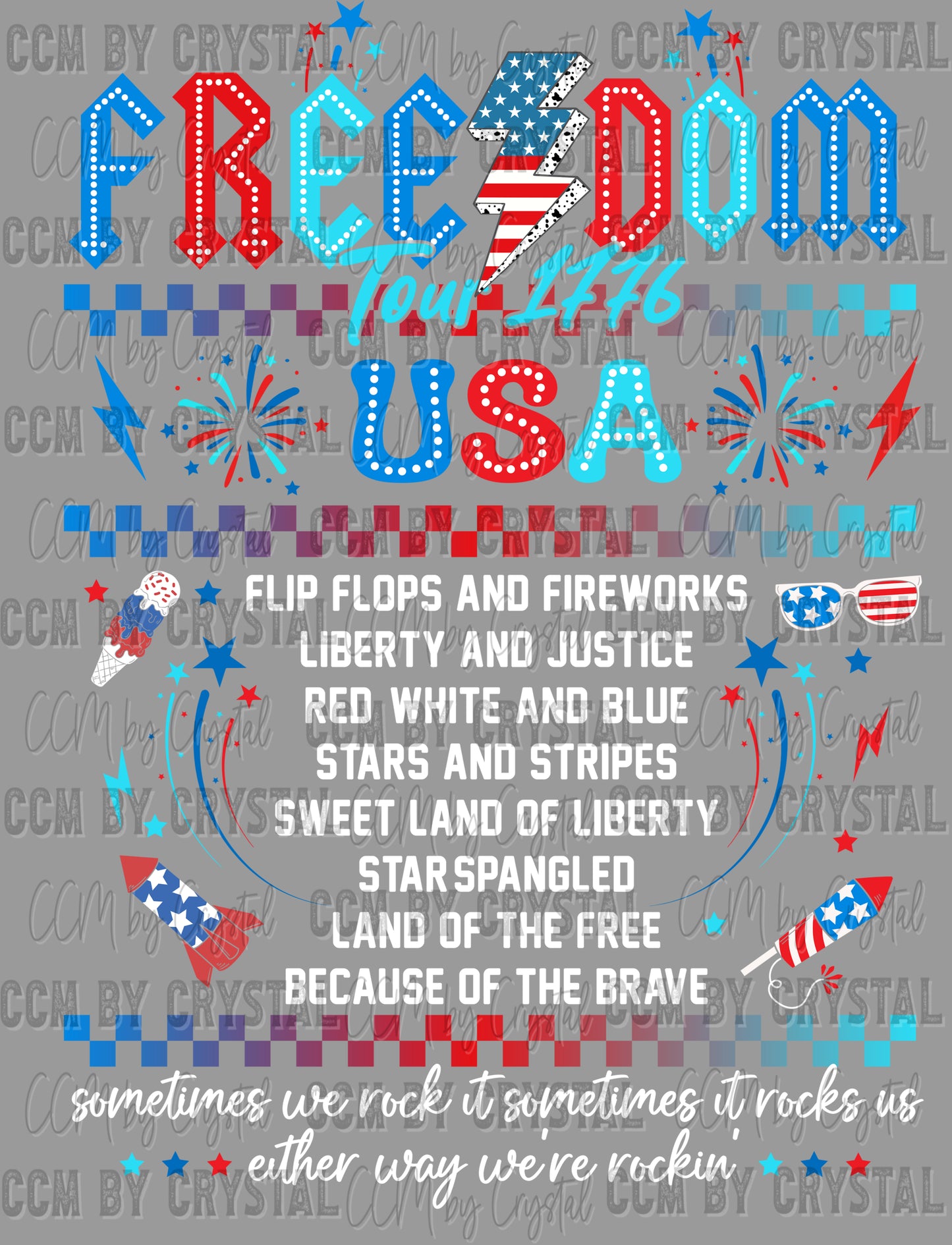 America Freedom Tour 1776 Fourth of July Ready to Press Transfer DTF Transfer