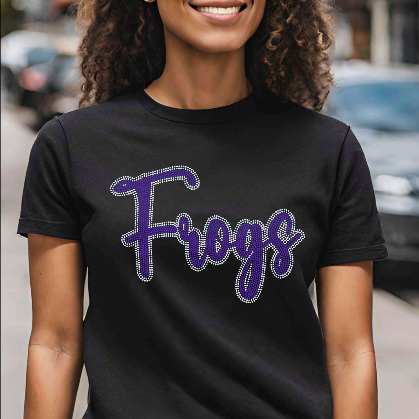 Frogs Cursive 2-Color Approximately 13" wide Spangle Transfer