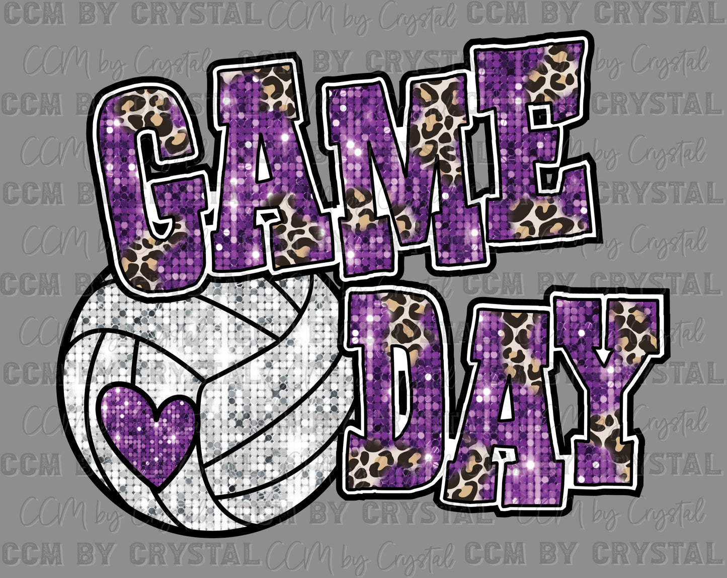 Game Day Volleyball Faux Sequins Ready to Press Instant Peel DTF Transfers Sublimation Transfers