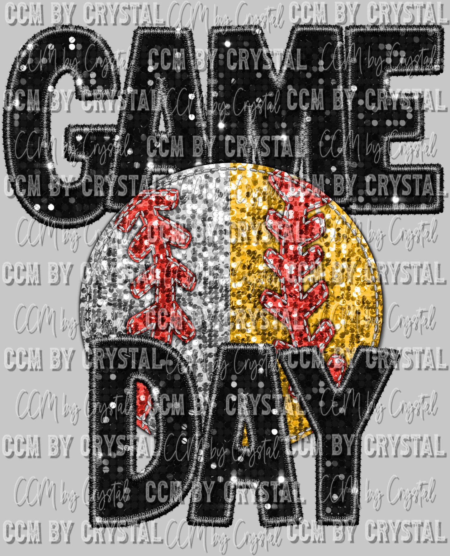 Game Day Softball Baseball Faux Sequins Faux Embroidery Ready to Press Transfer DTF Transfer Sublimation Transfer