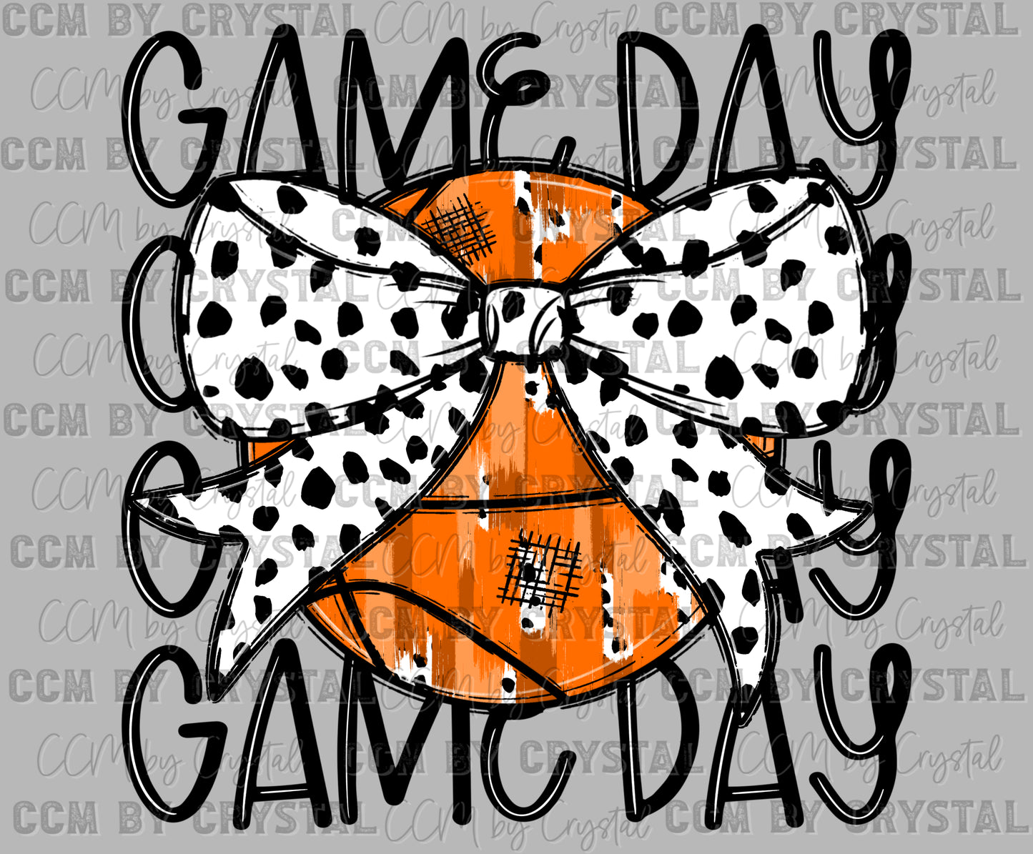Game Day Basketball with Bow Ready to Press Transfer DTF Transfer Sublimation Transfer