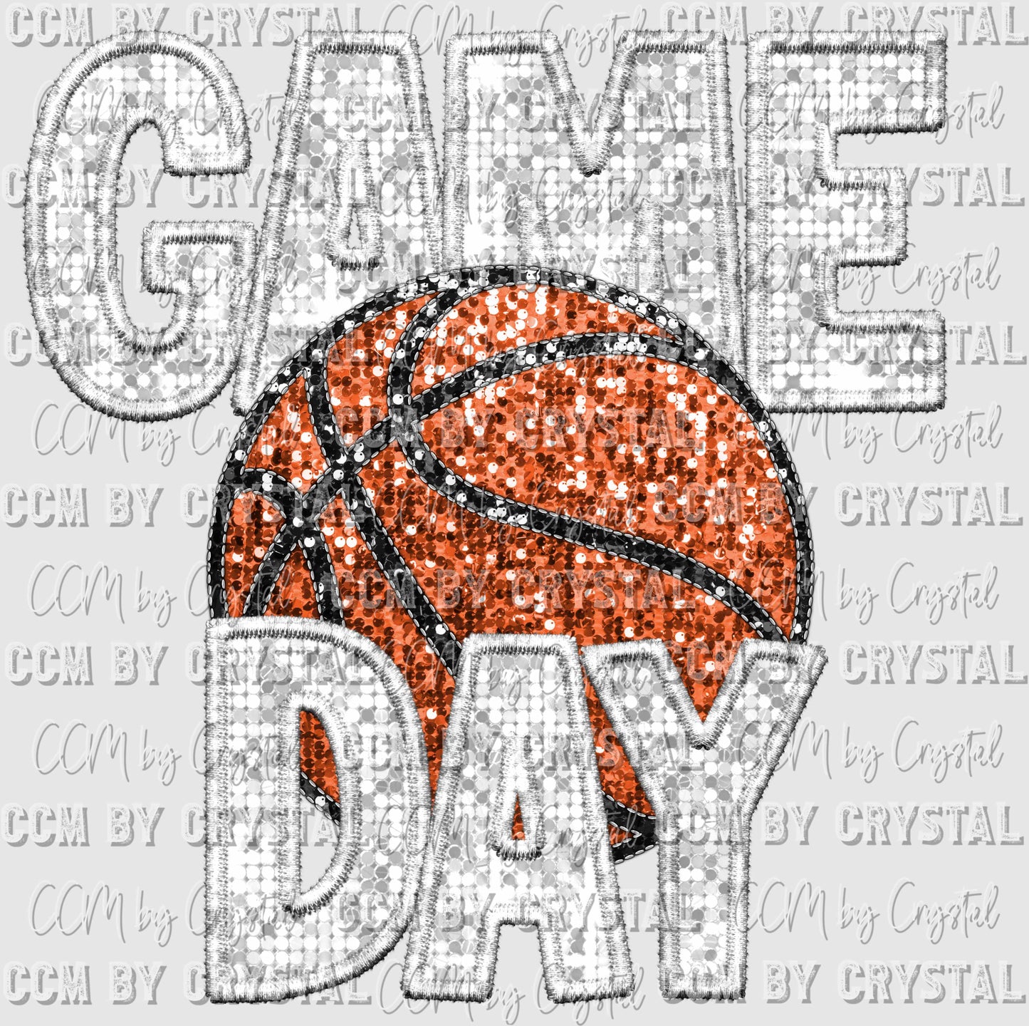 Game Day Basketball Faux Sequins Ready to Press Transfer