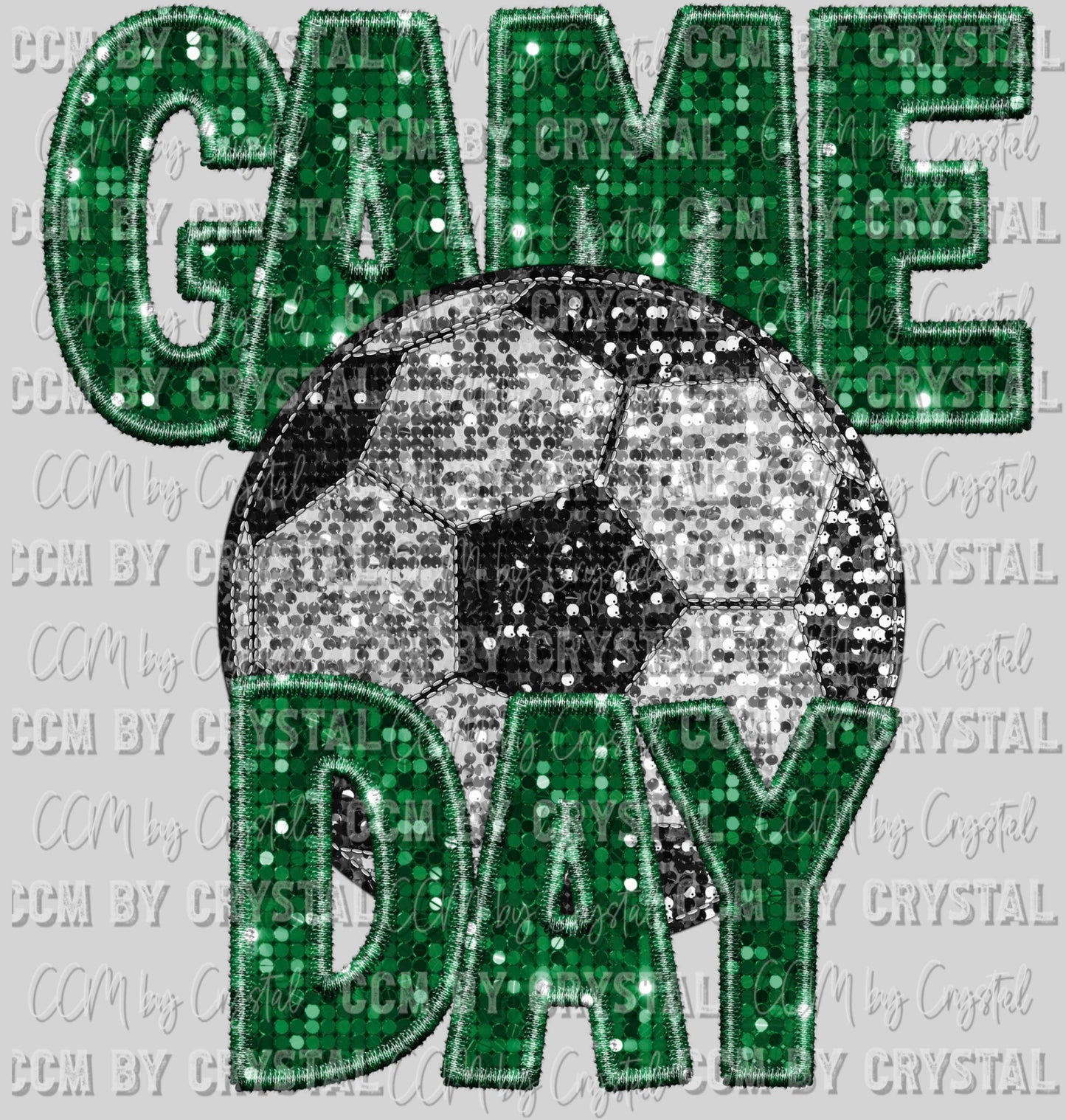 Game Day Soccer Faux Sequins Faux Embroidery Ready To Press Transfer